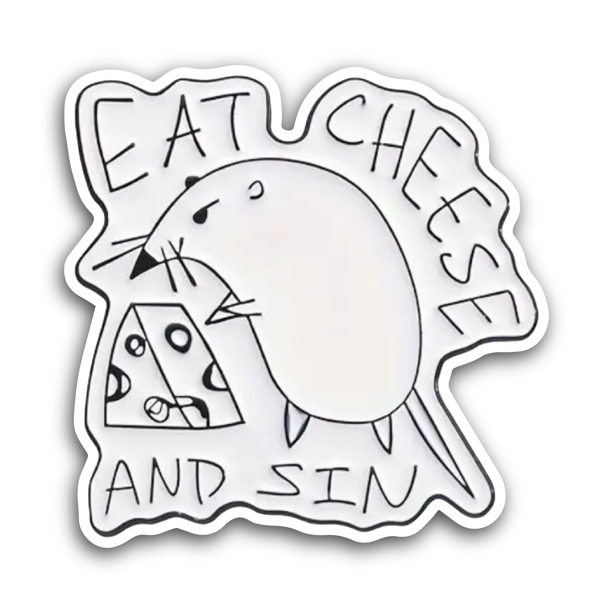 2 (Pieces) 3" and 5" Eat Cheese and Sin Sticker, Waterproof Vinyl Decals for Many Purpose Like Cars,
