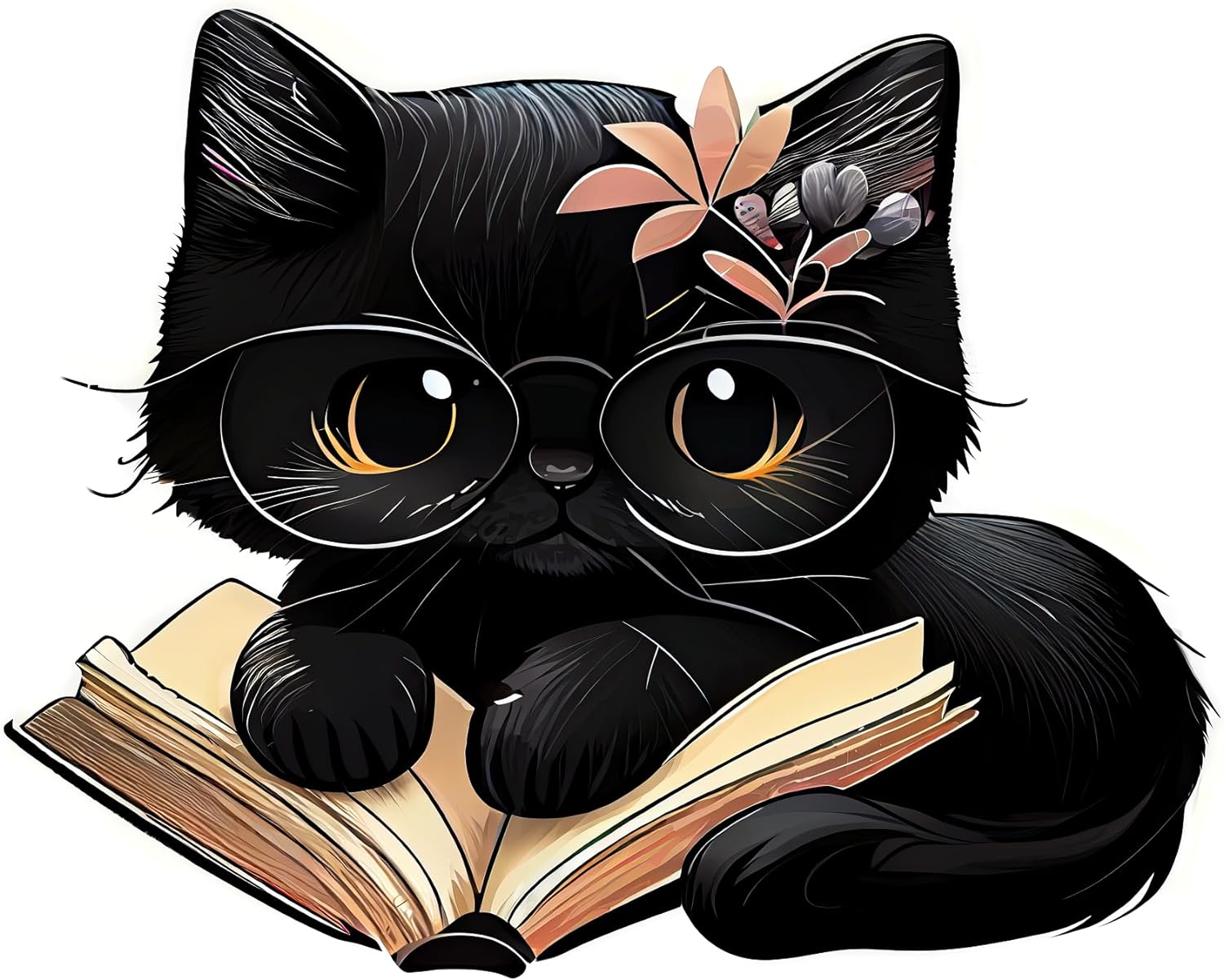Inspirational Quote Cat With Glasses Book Reading Motivational Sticker Vinyl Decal Motivation Stickers- 5" Vinyl Sticker Waterproof