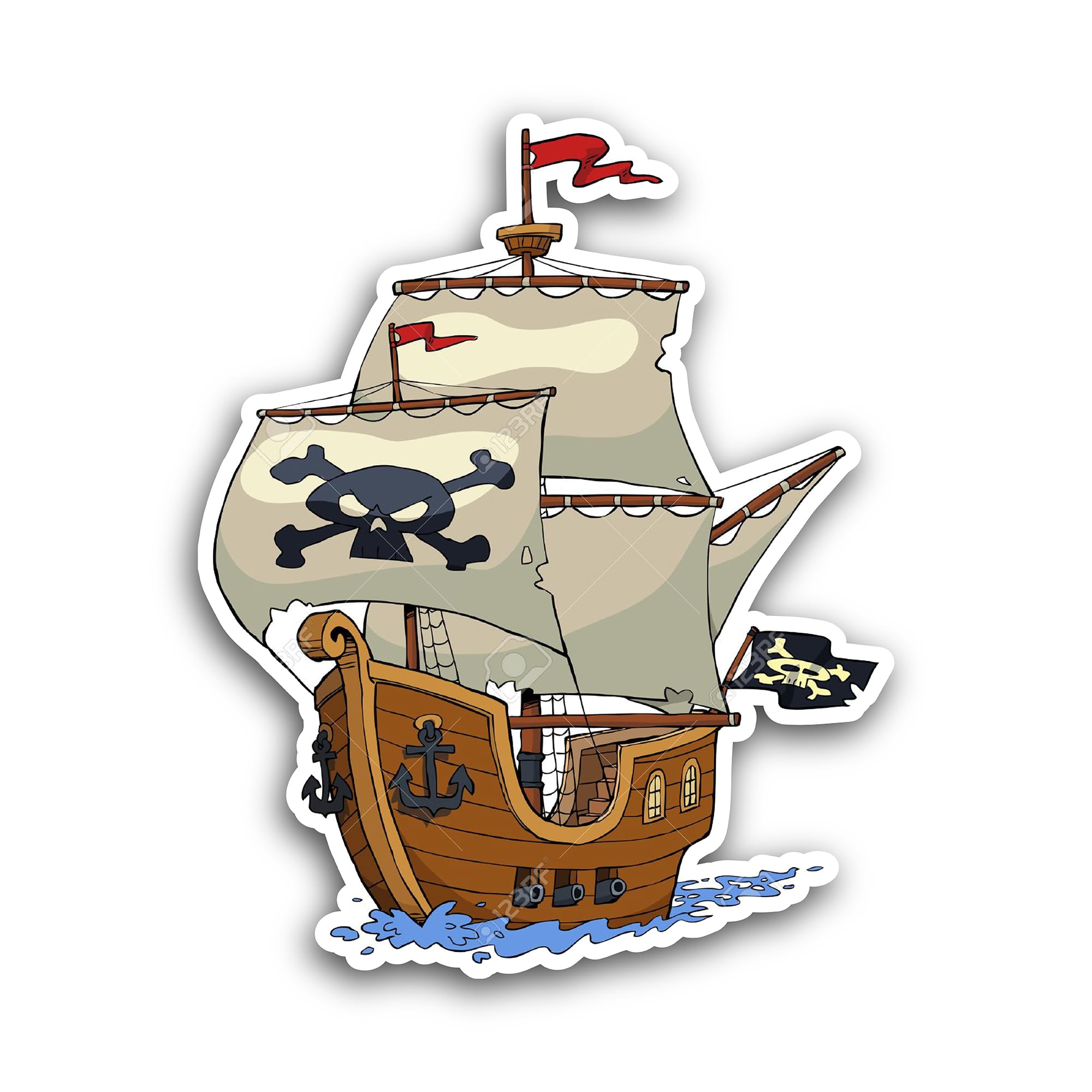 2 (Pieces) 3" and 5" Pirate Ship Vinyl Decal Sticker, Waterproof Vinyl Decals for Many Purpose Like