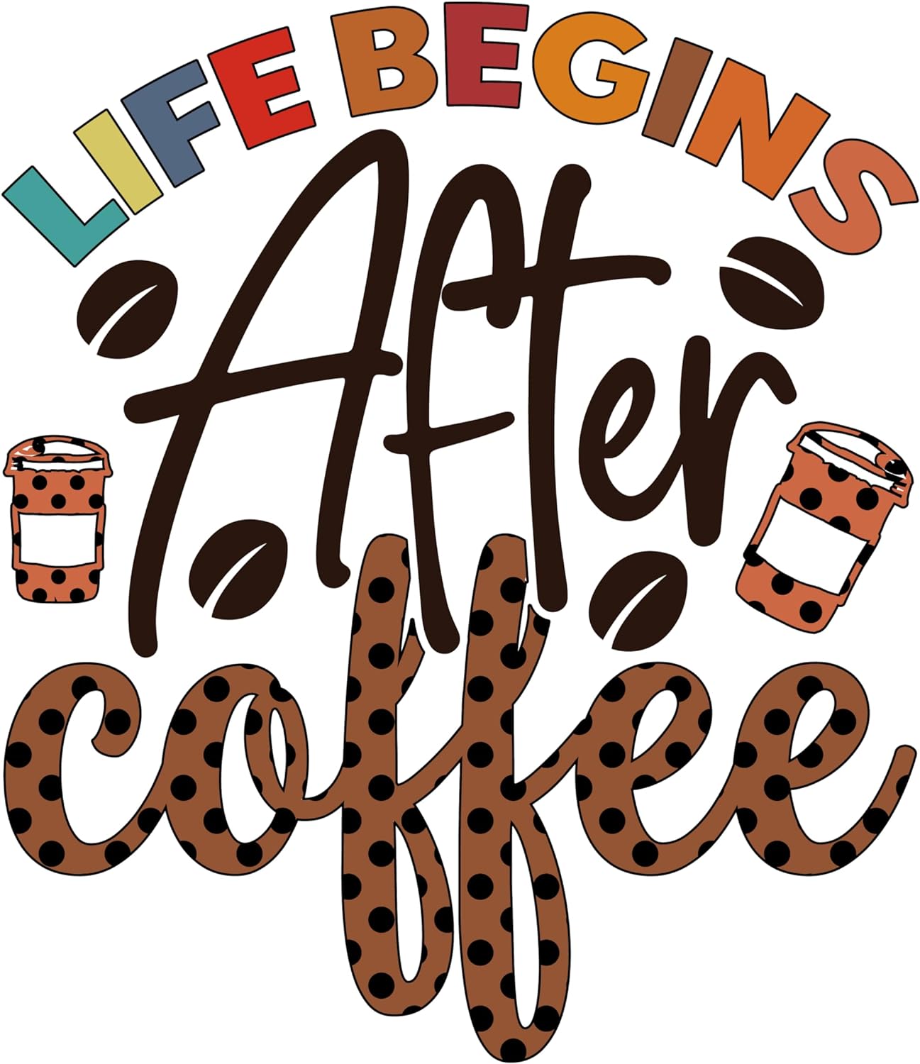 Inspirational Quote "Life Begins After Coffee" Motivational Sticker Vinyl Decal Motivation Stickers- 5" Vinyl Sticker Waterproof