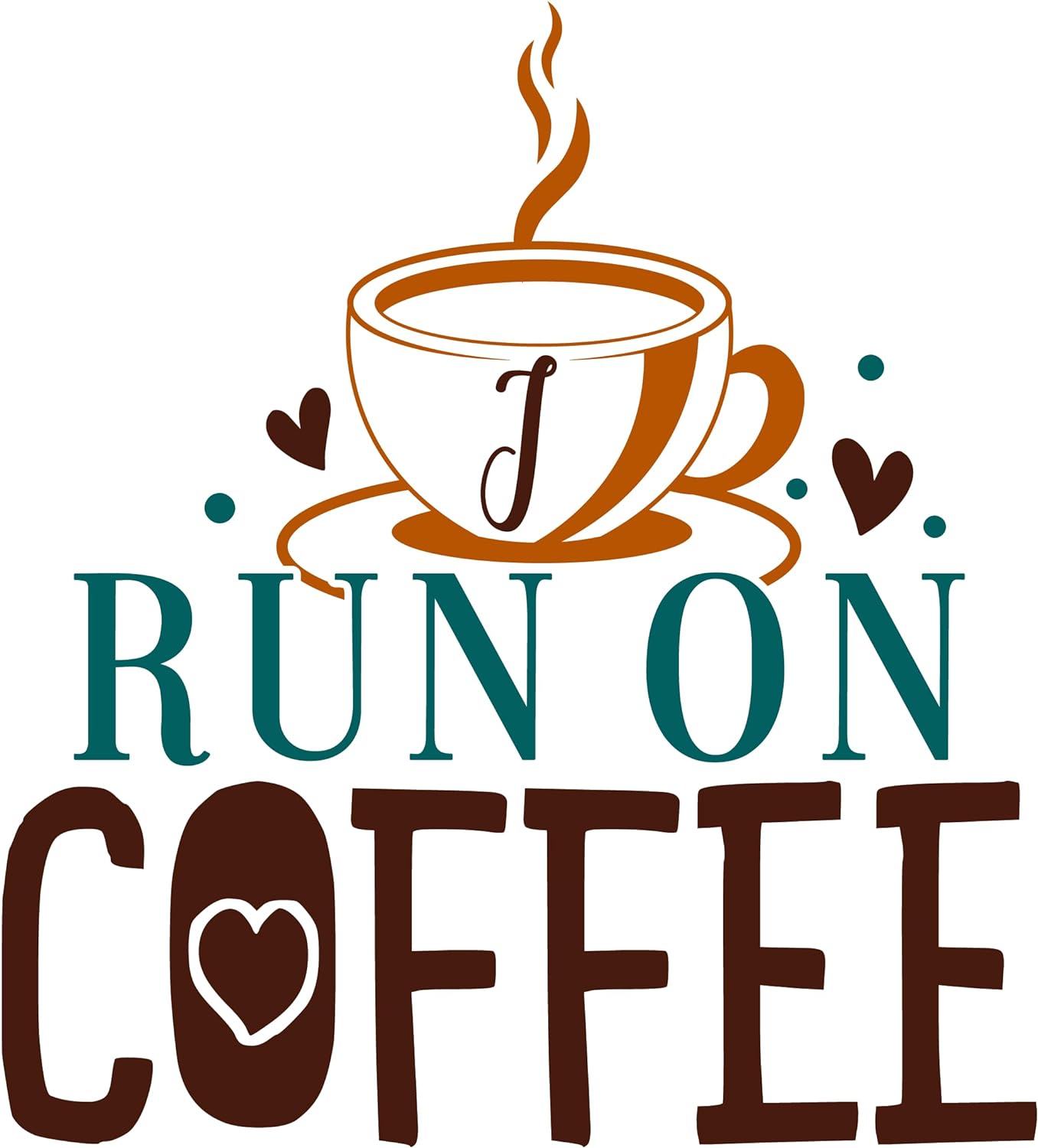 Inspirational Quote "Run On Coffee" Motivational Sticker Vinyl Decal Motivation Stickers- 5" Vinyl Sticker Waterproof