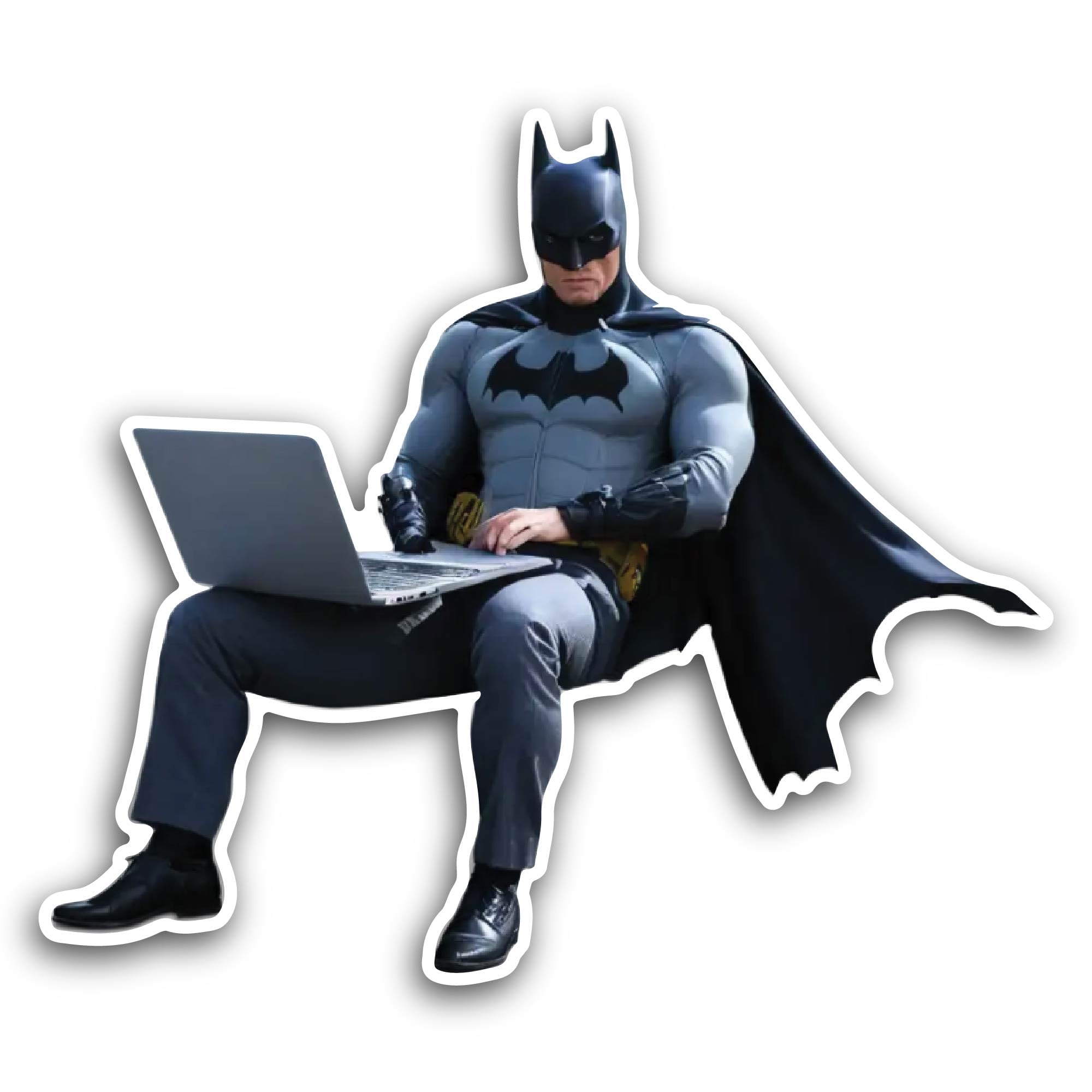 2 (Pieces) 3" and 5" Batman with Laptop Sticker, Waterproof Vinyl Decals for Many Purpose Like Cars,