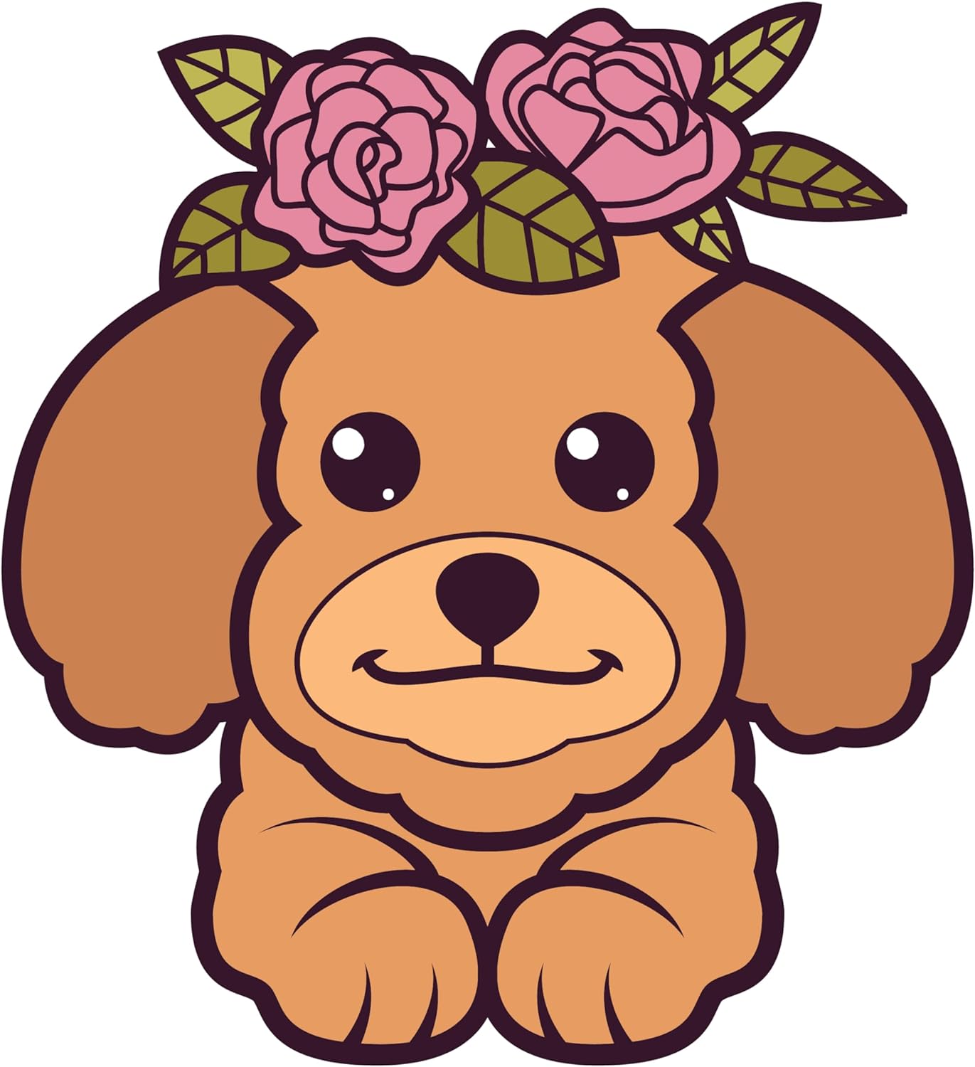 Inspirational Quote "Brown Cute Dog with Rose" Motivational Sticker Vinyl Decal Motivation Stickers- 5" Vinyl Sticker Waterproof