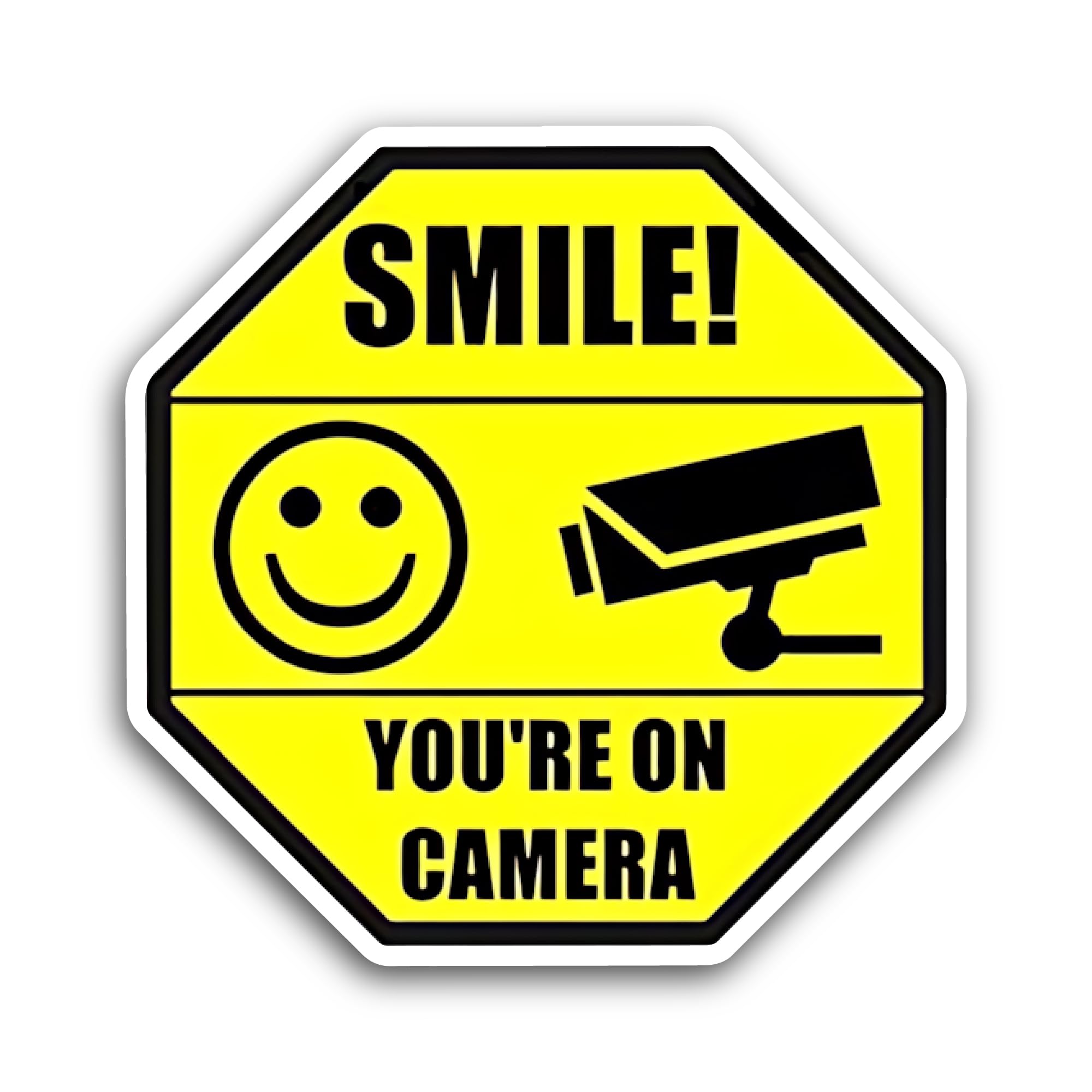 2 (Pieces) 3" and 5" Smile You’re On Camera Sticker, Waterproof Vinyl Decals for Many Purpose Like C