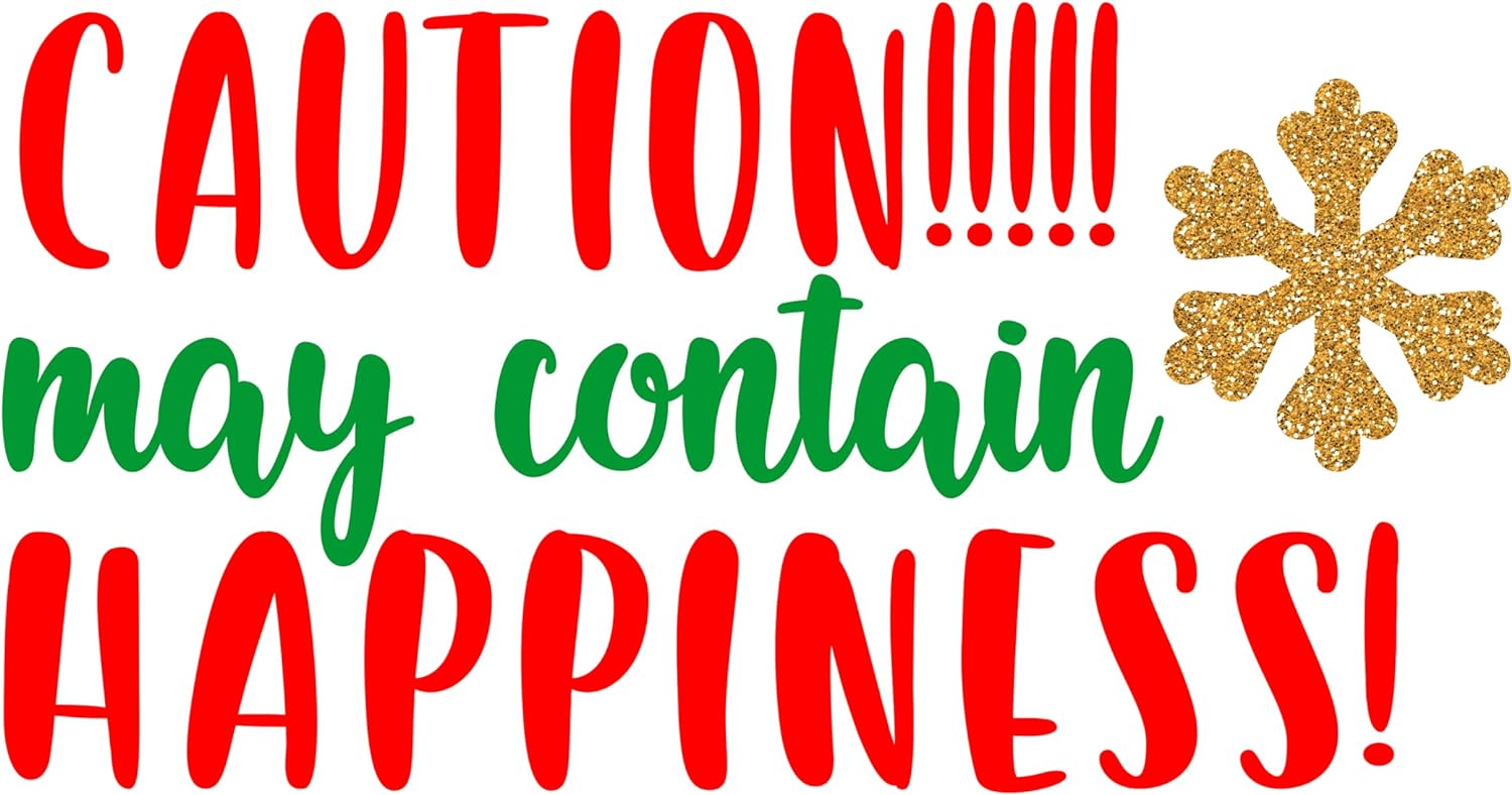 Inspirational Quote Caution May Contain Happiness! Motivational Sticker Vinyl Decal Motivation Stickers- 5" Vinyl Sticker Waterproof