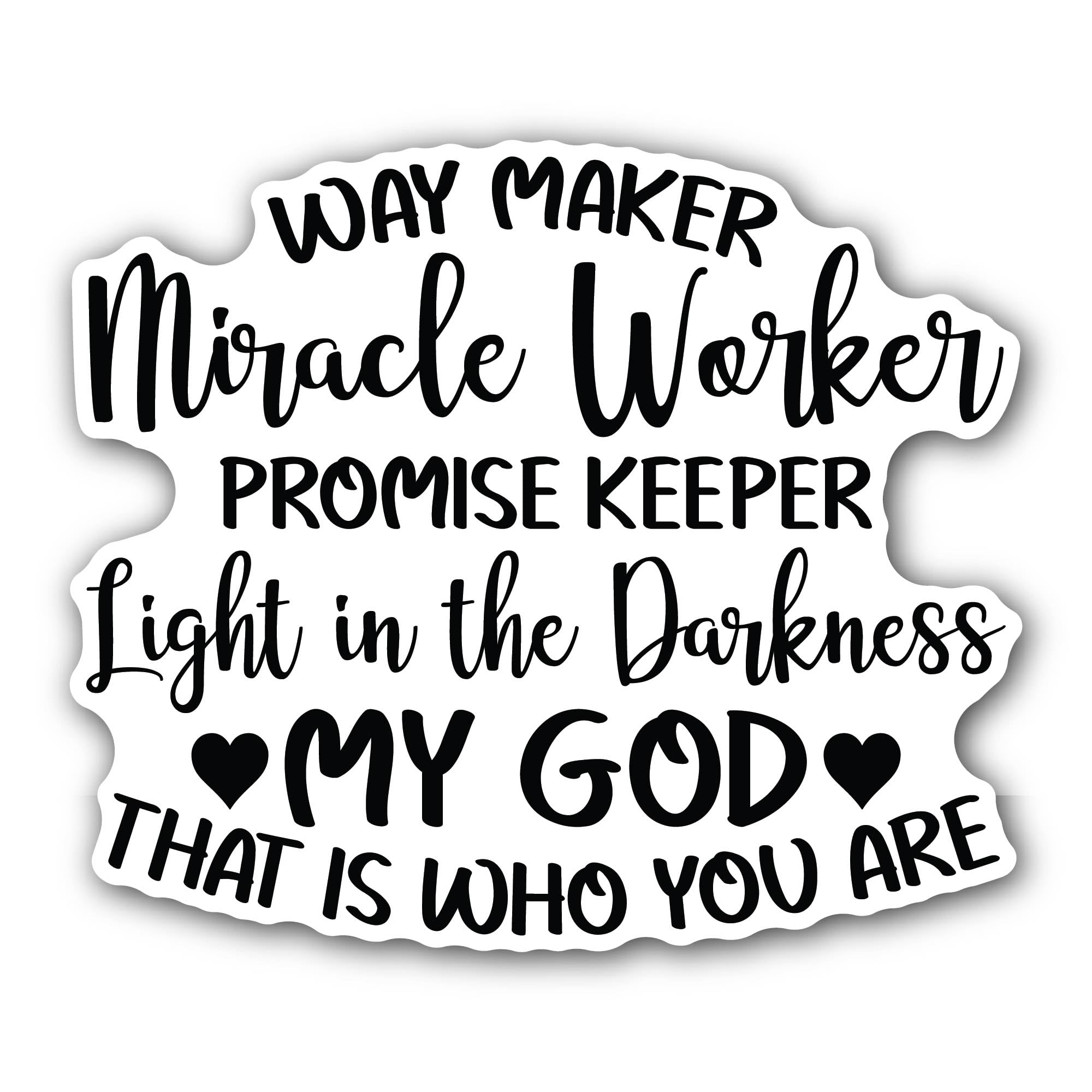 2 (Pieces) 3" and 5" Way Maker Miracle Worker Sticker, Waterproof Vinyl Decals for Many Purpose Like