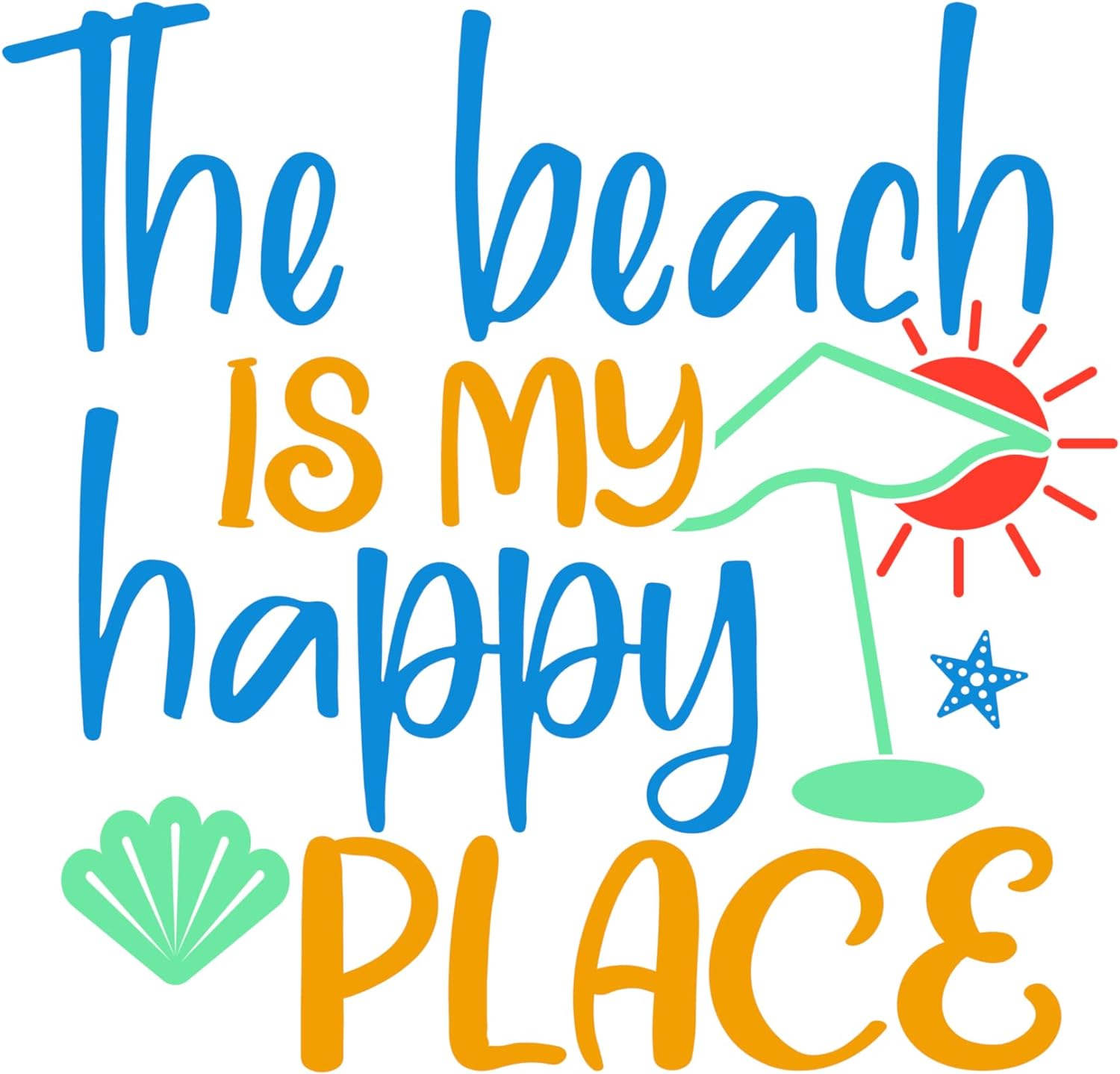 Inspirational Quote "The Beach is My Happy Place" Motivational Sticker Vinyl Decal Motivation Stickers- 5" Vinyl Sticker Waterproof