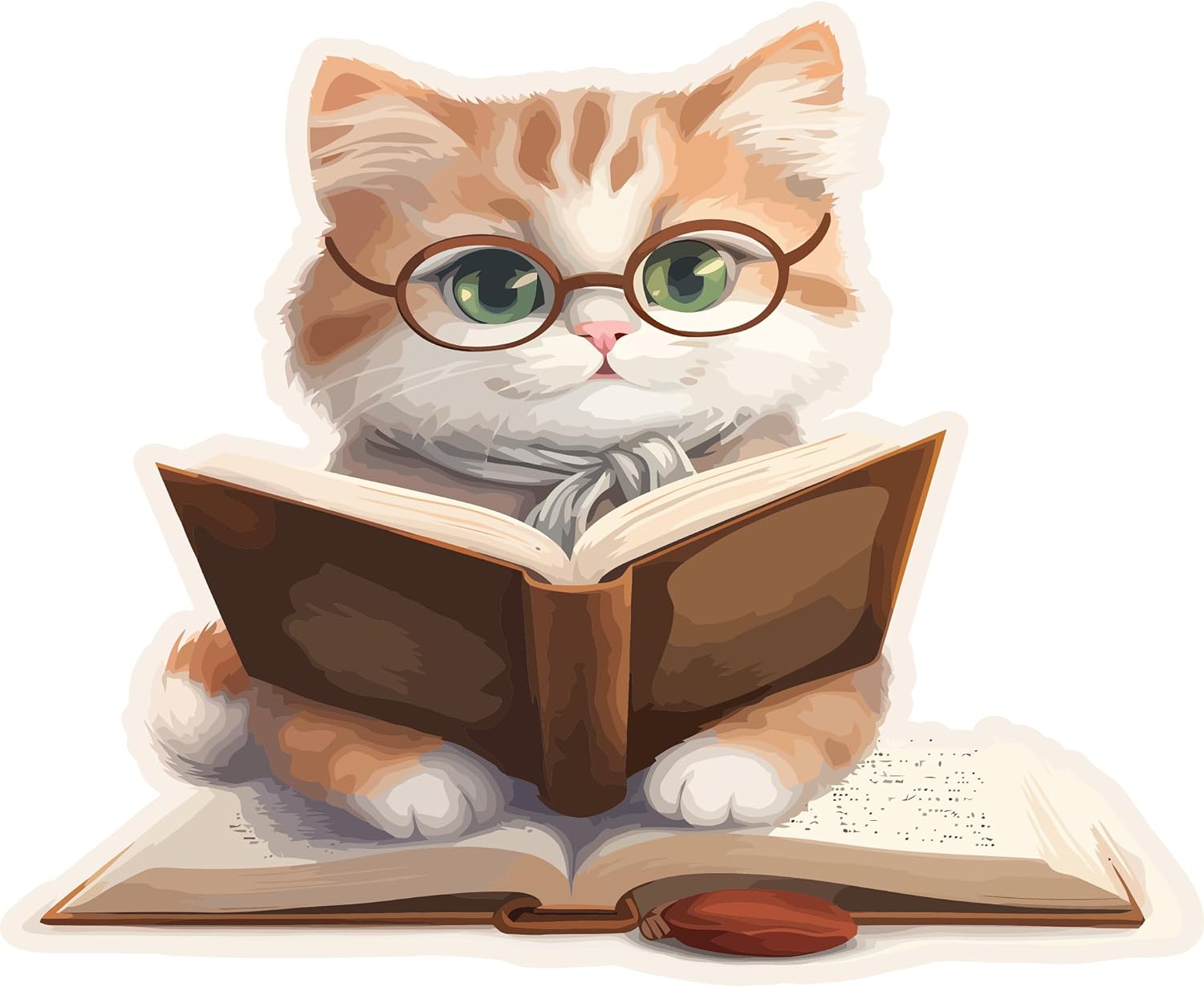 Inspirational Quote Pretty Cat Wearing Glasses Reading Book Motivational Sticker Vinyl Decal Motivation Stickers- 5" Vinyl Sticker Waterproof