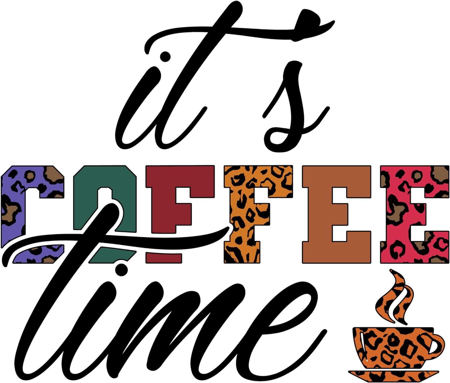 Inspirational Quote "It's Coffee Time Hot Coffee Style" Motivational Sticker Vinyl Decal Motivation Stickers- 5" Vinyl Sticker Waterproof