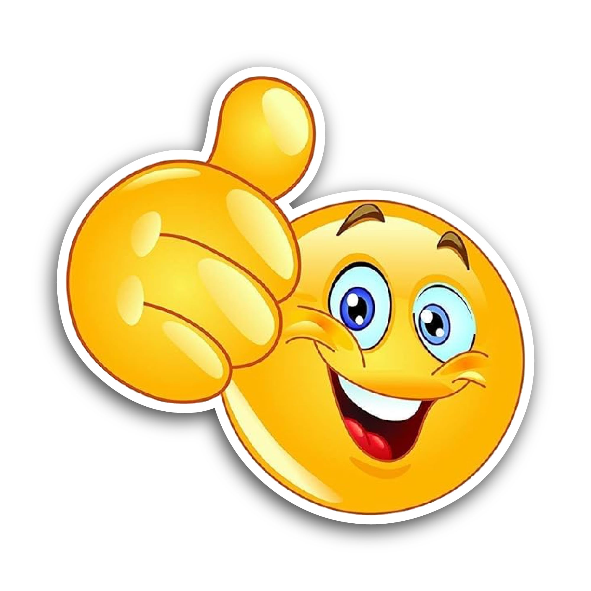 2 (Pieces) 3" and 5" Smiley Face with Thumbs Up Sticker, Waterproof Vinyl Decals for Many Purpose Li