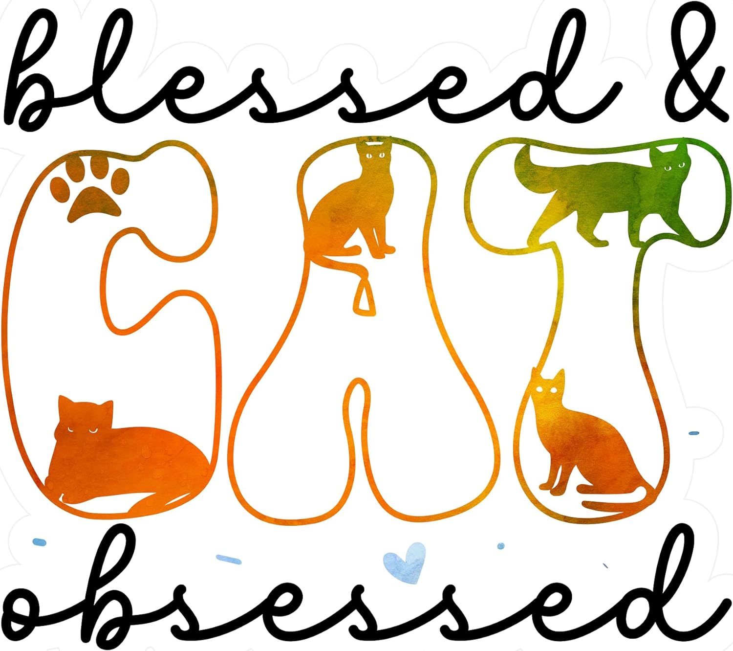 Inspirational Quote "Blessed & Cat Obsessed" Motivational Sticker Vinyl Decal Motivation Stickers- 5" Vinyl Sticker Waterproof