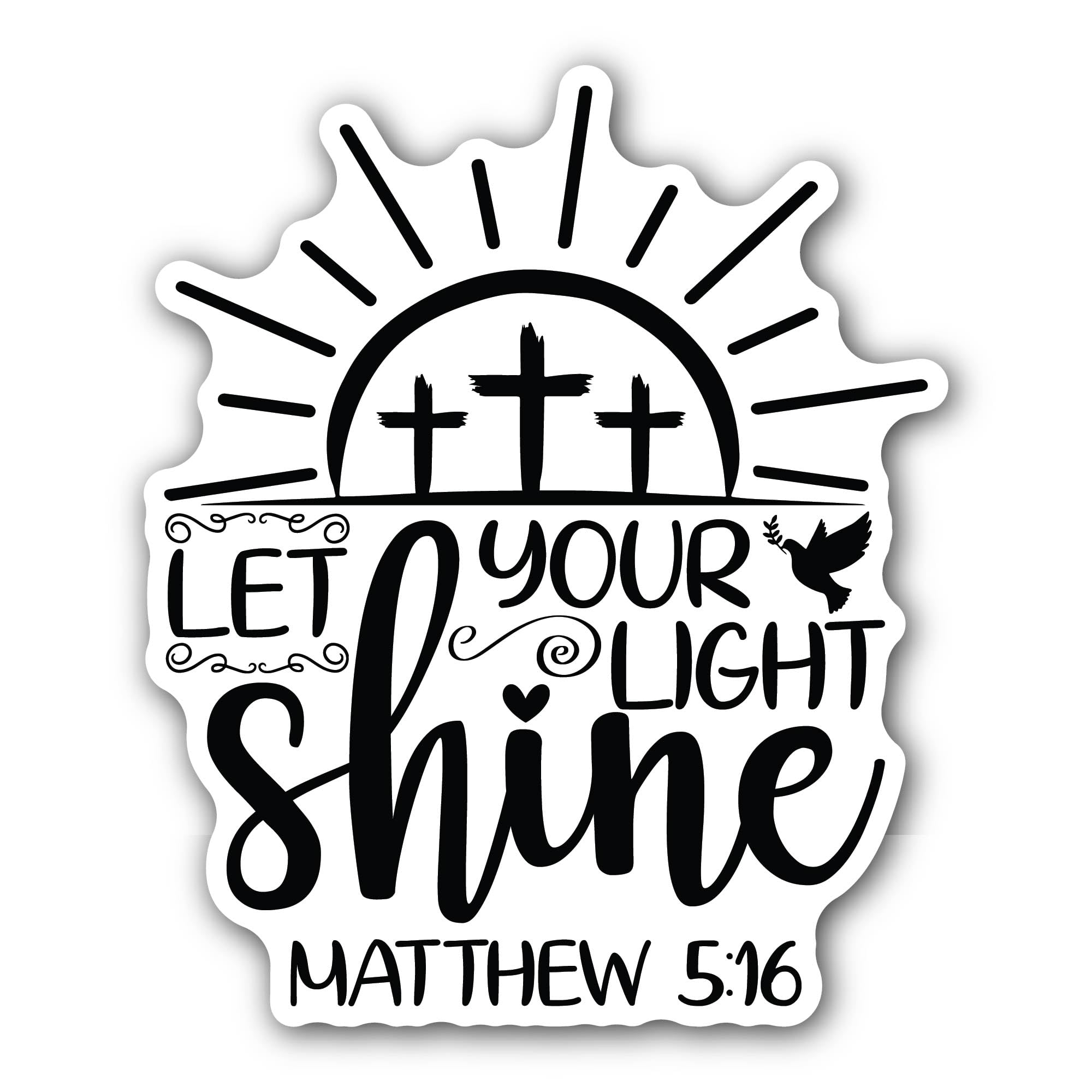 2 (Pieces) 3" and 5" Let Your Light Shine Sticker, Waterproof Vinyl Decals for Many Purpose Like Car