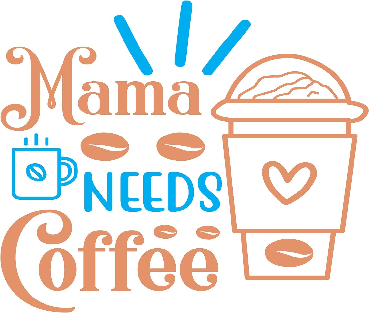 Inspirational Quote "Mama Needs Coffee" Motivational Sticker Vinyl Decal Motivation Stickers- 5" Vinyl Sticker Waterproof