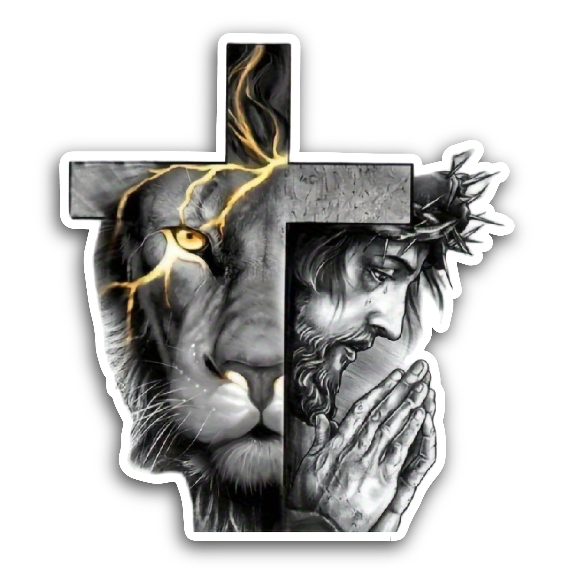 2 (Pieces) 3" and 5" Lion and Jesus Sticker, Waterproof Vinyl Decals for Many Purpose Like Cars, Tru