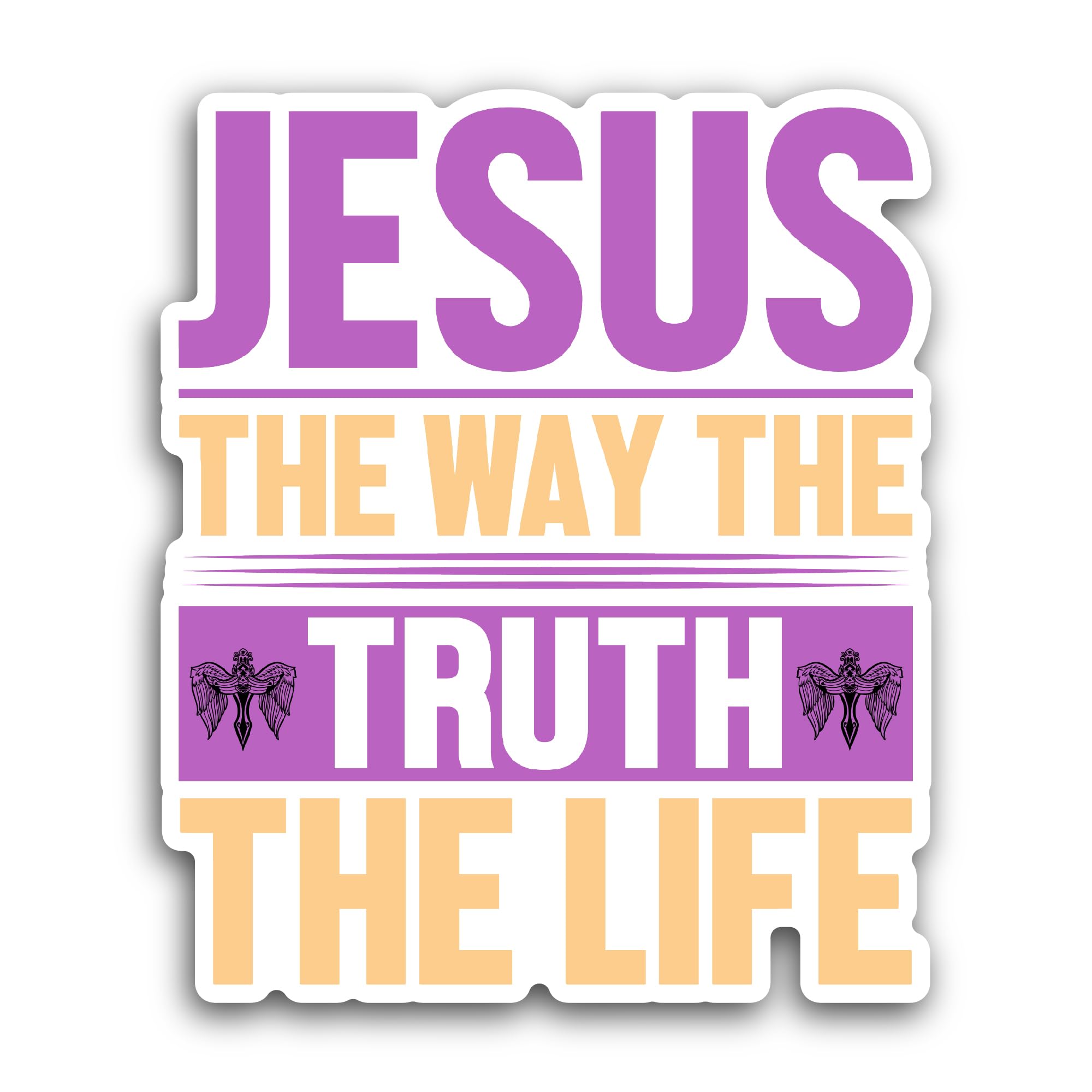 2 (Pieces) 3" and 5" Jesus The Way The Truth TextSticker, Waterproof Vinyl Decals for Many Purpose L