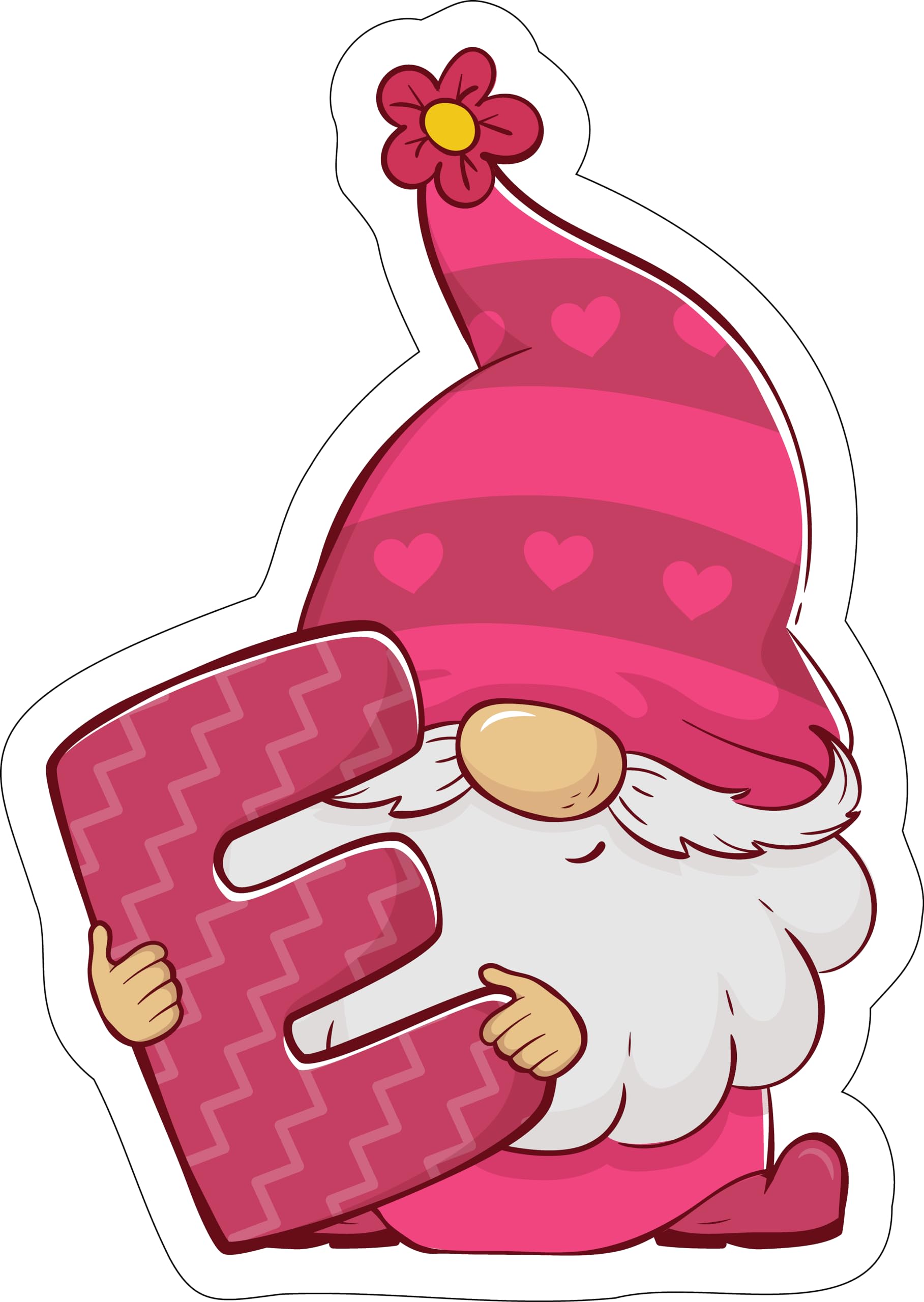 2 (Pieces) 3" and 5" Stickers n Decals - Santa with Lining Long Hat - Motivational Sticker Vinyl Dec