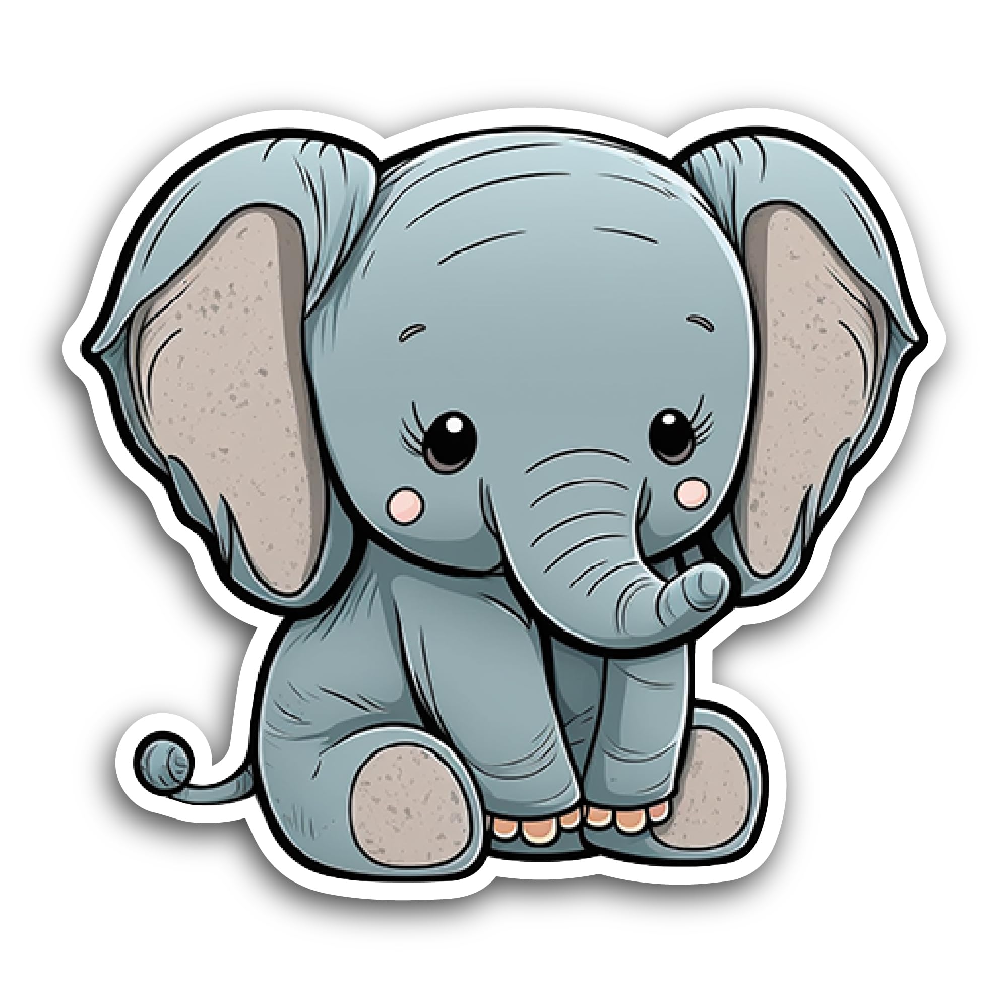 2 (Pieces) 3" and 5" Cartoon Elephant Sticker, Waterproof Vinyl Decals for Many Purpose Like Cars, T