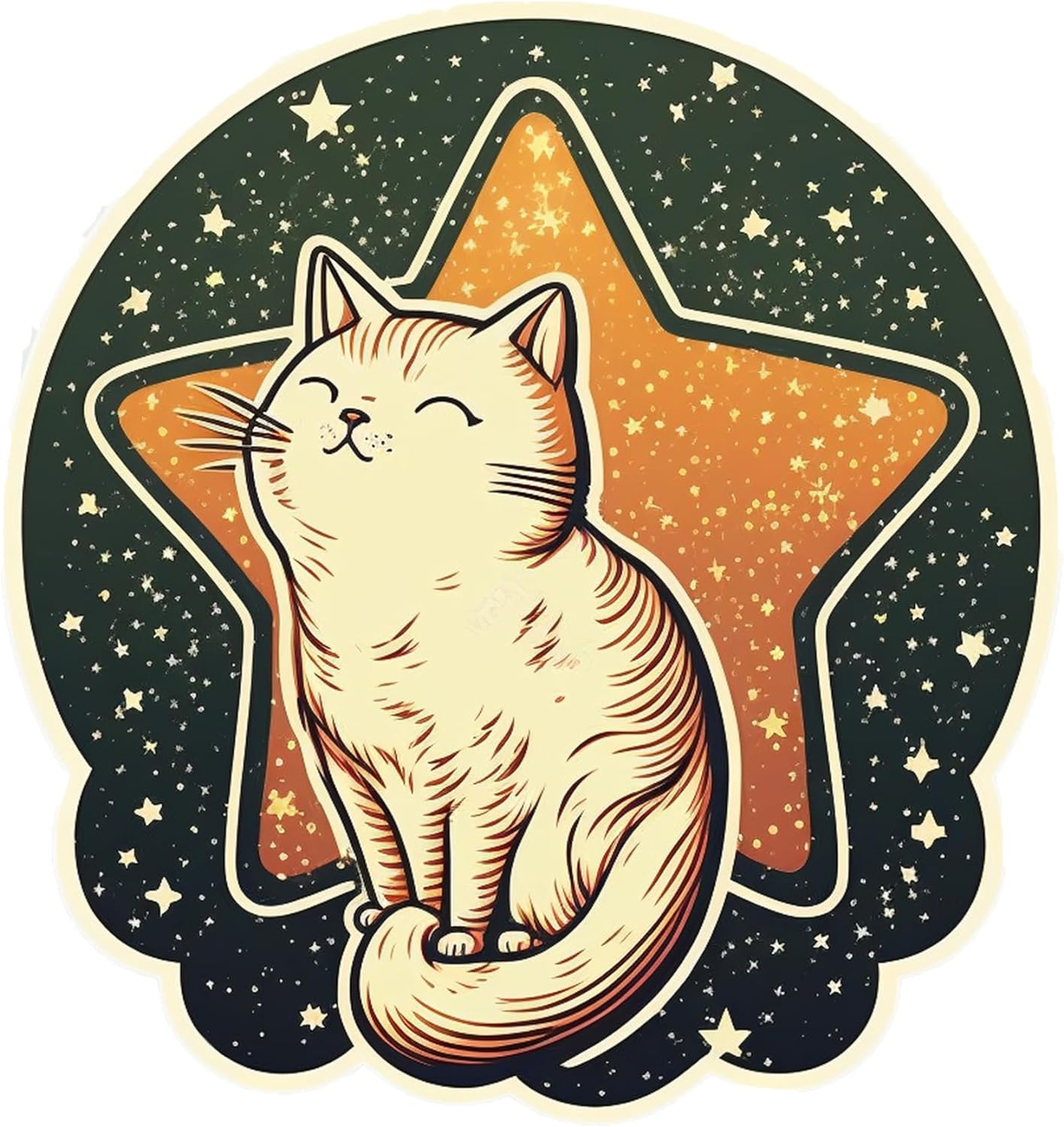 Inspirational Quote "Funny Cat With Star" Motivational Sticker Vinyl Decal Motivation Stickers- 5" Vinyl Sticker Waterproof