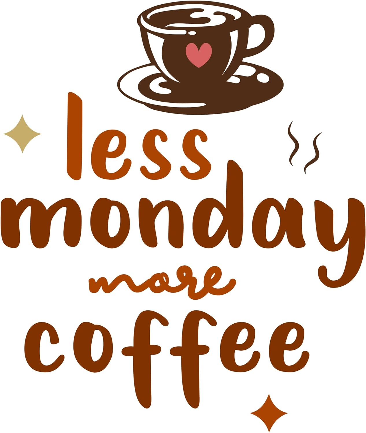 Inspirational Quote "Less Monday More Coffee" Motivational Sticker Vinyl Decal Motivation Stickers- 5" Vinyl Sticker Waterproof
