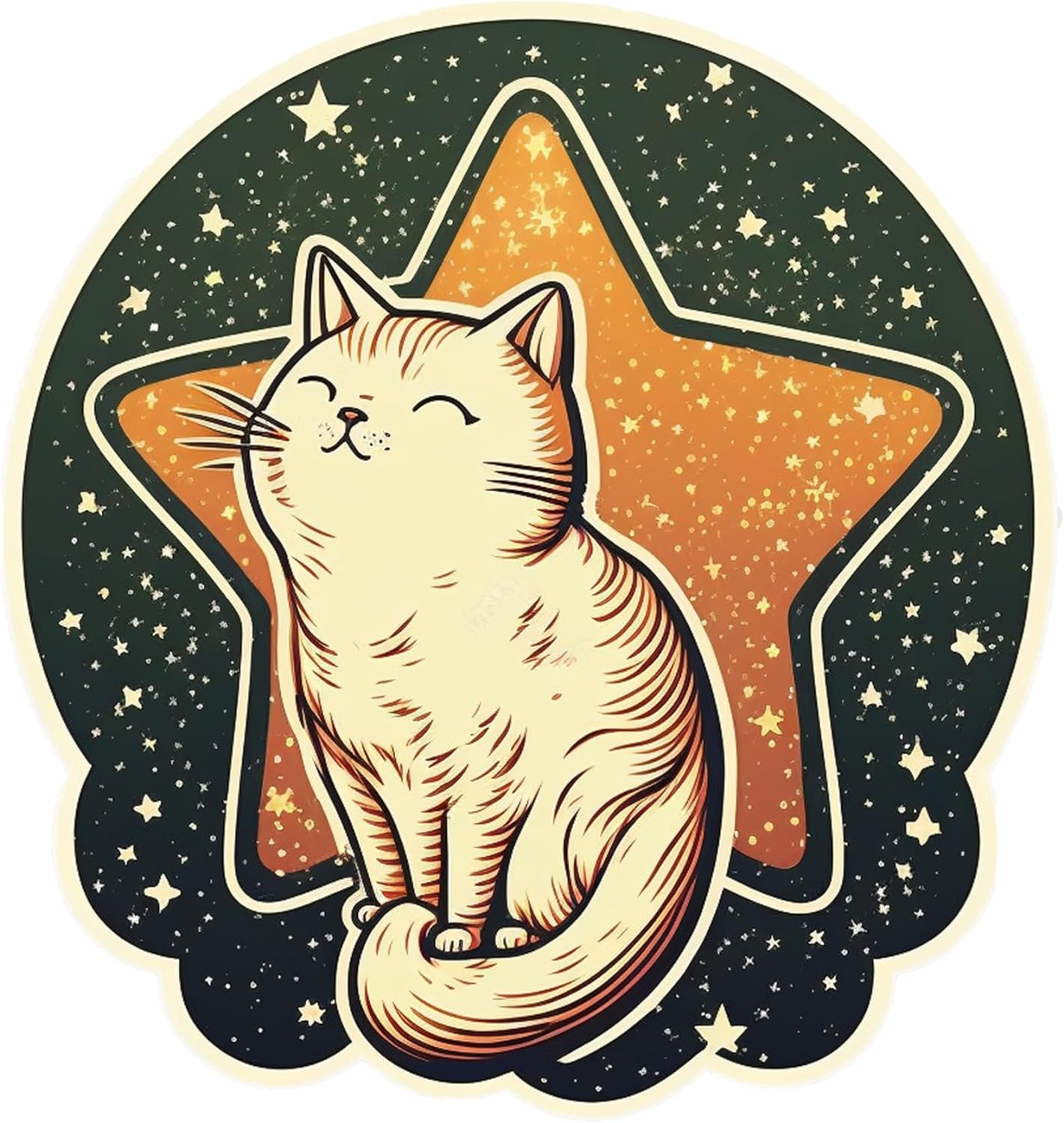 Inspirational Quote "Funny Shiny Cat in The Star" Motivational Sticker Vinyl Decal Motivation Stickers- 5" Vinyl Sticker Waterproof