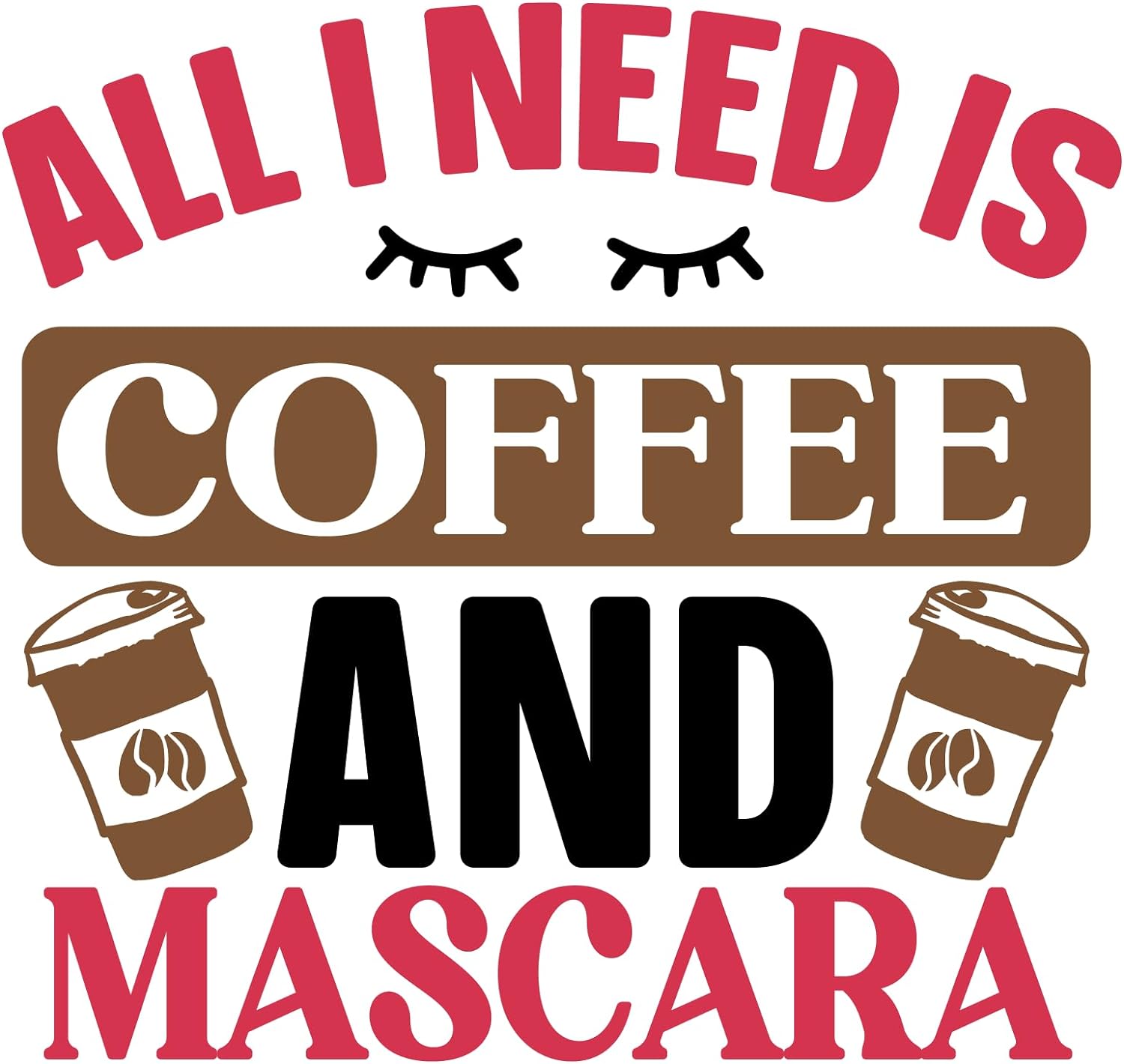 Inspirational Quote "All I Need is Coffee and Mascara" Motivational Sticker Vinyl Decal Motivation Stickers- 5" Vinyl Sticker Waterproof