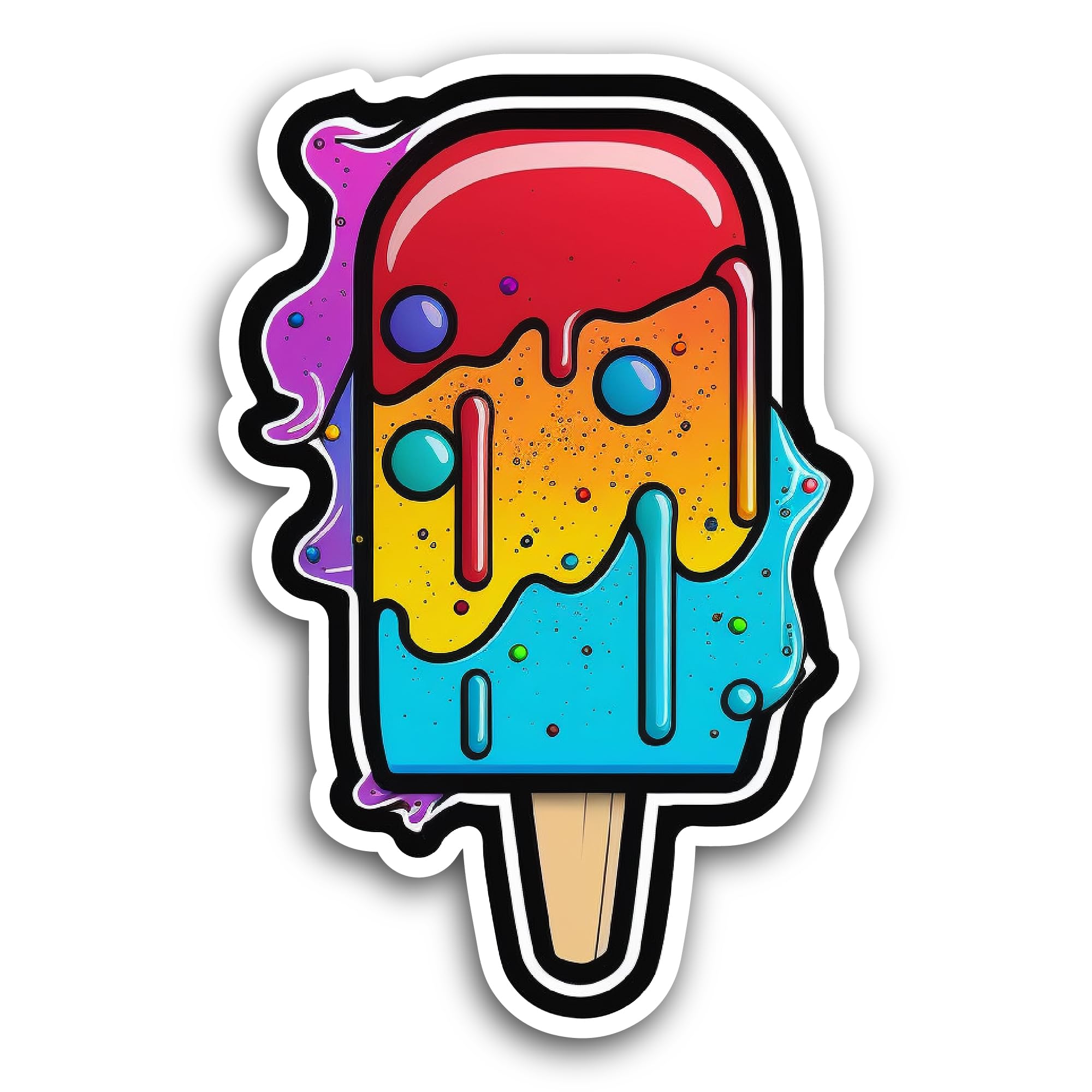 2 (Pieces) 3" and 5" Colorful Popsicle Sticker, Waterproof Vinyl Decals for Many Purpose Like Cars,