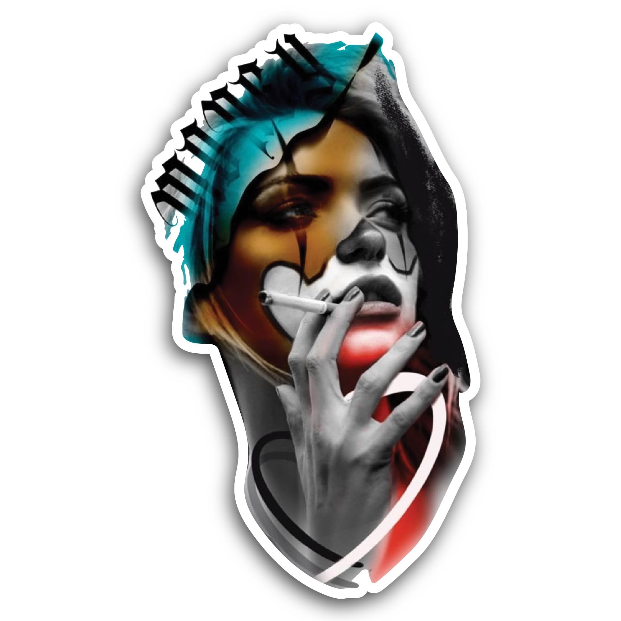 2 (Pieces) 2" and 3" Sunset Desert Creature Teeth Sticker, Waterproof Vinyl Decals for Many Purpose