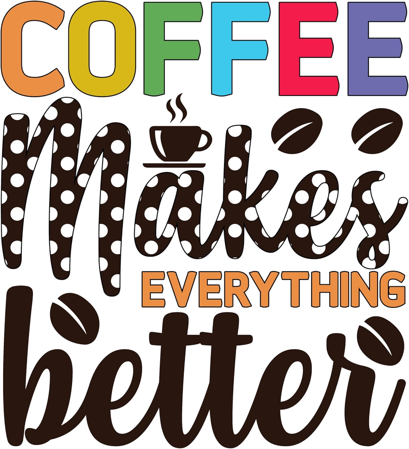 Inspirational Quote "Coffee Makes Everything Everything Better" Motivational Sticker Vinyl Decal Motivation Stickers- 5" Vinyl Sticker Waterproof