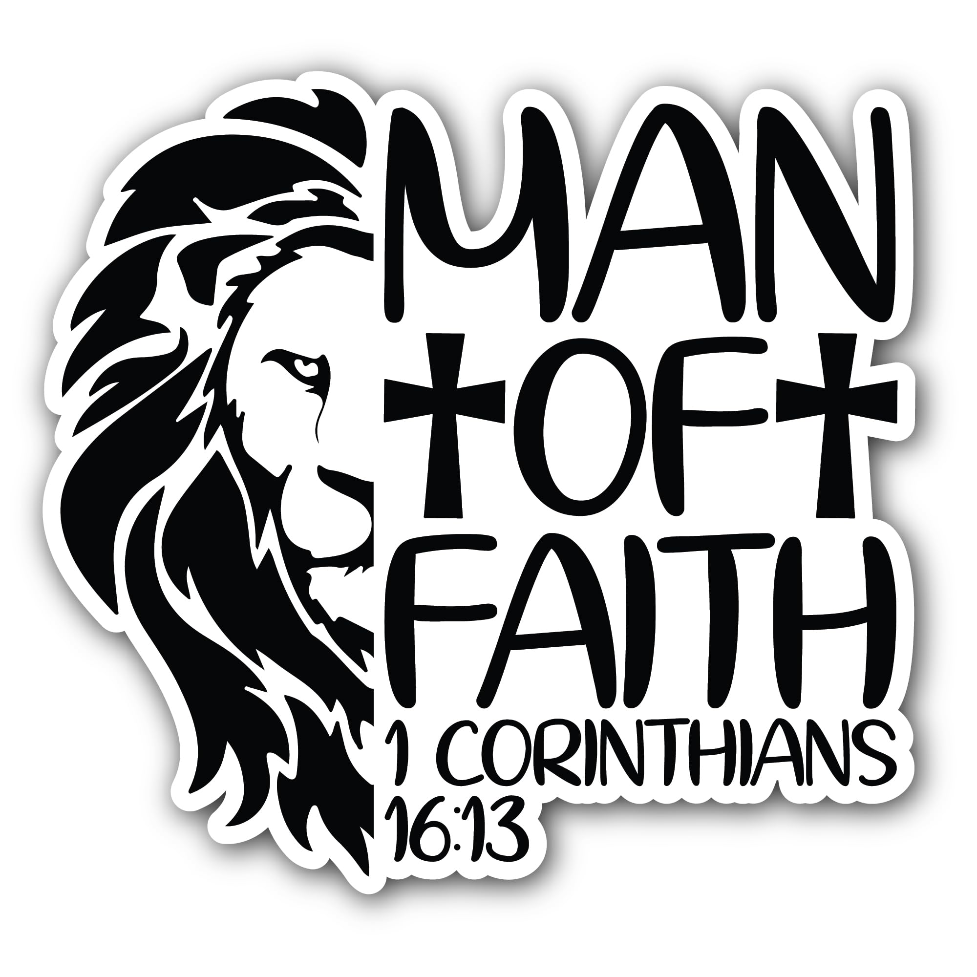 2 (Pieces) 3" and 5" Man of Faith Sticker, Waterproof Vinyl Decals for Many Purpose Like Cars, Truck