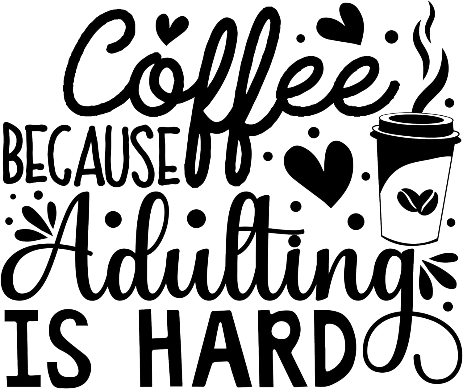 Inspirational Quote "Coffee Because Adulting is Hard" Motivational Sticker Vinyl Decal Motivation Stickers- 5" Vinyl Sticker Waterproof