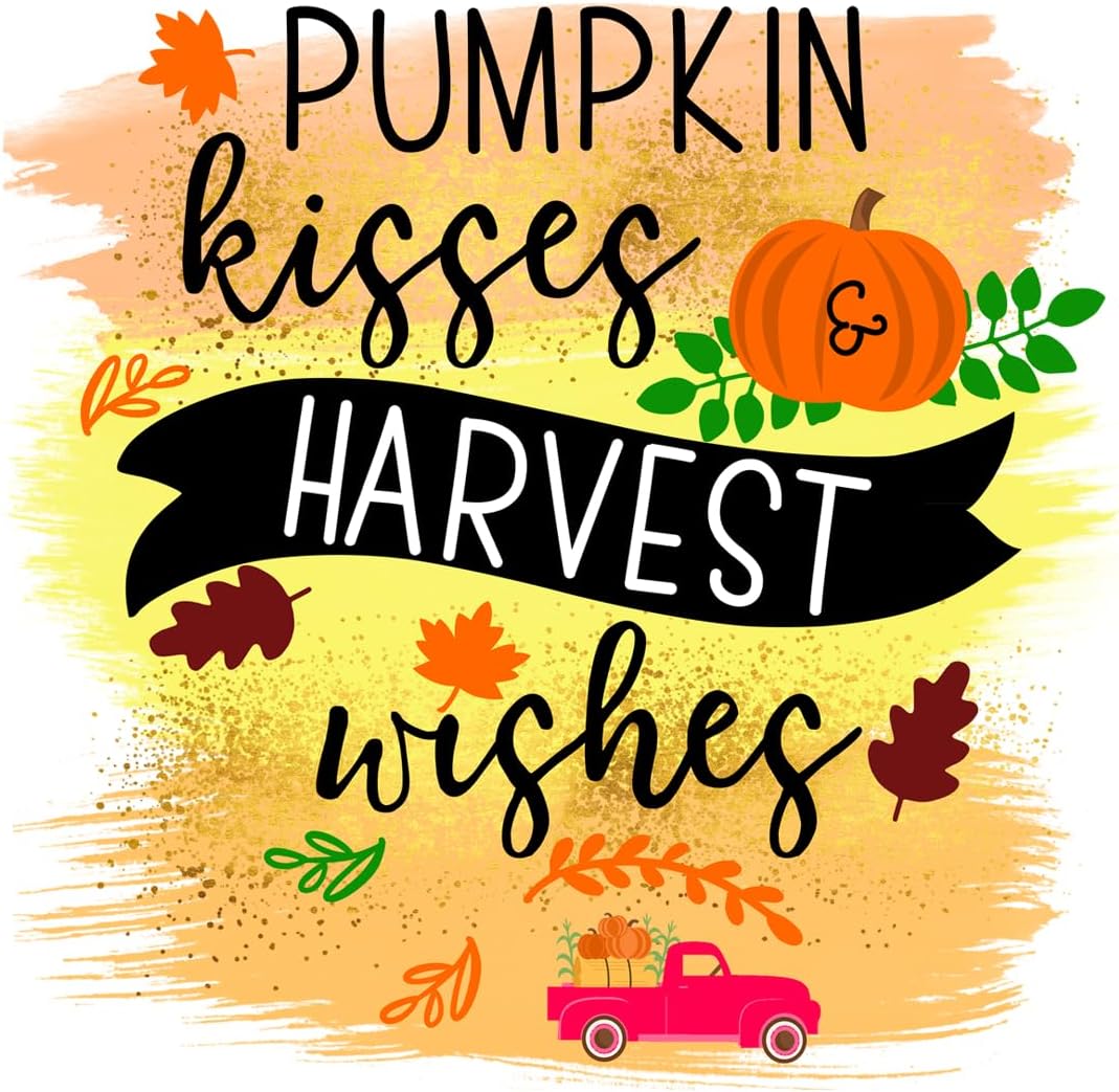 Inspirational Quote Pumpkin Kisses Harvest Wishes Motivational Sticker Vinyl Decal Motivation Stickers- 5" Vinyl Sticker Waterproof