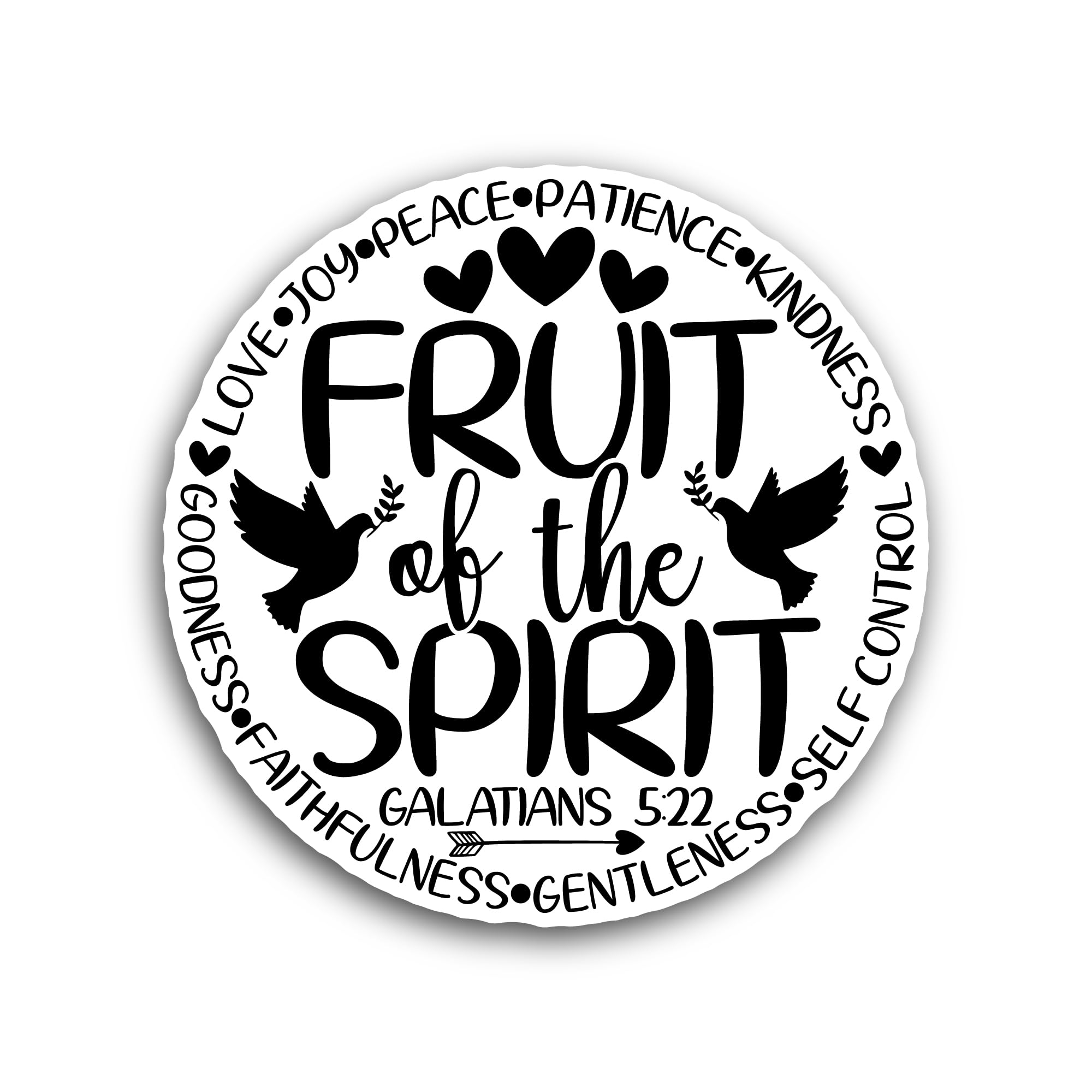 2 (Pieces) 3" and 5" The Fruit of The Spirit Text Sticker, Waterproof Vinyl Decals for Many Purpose