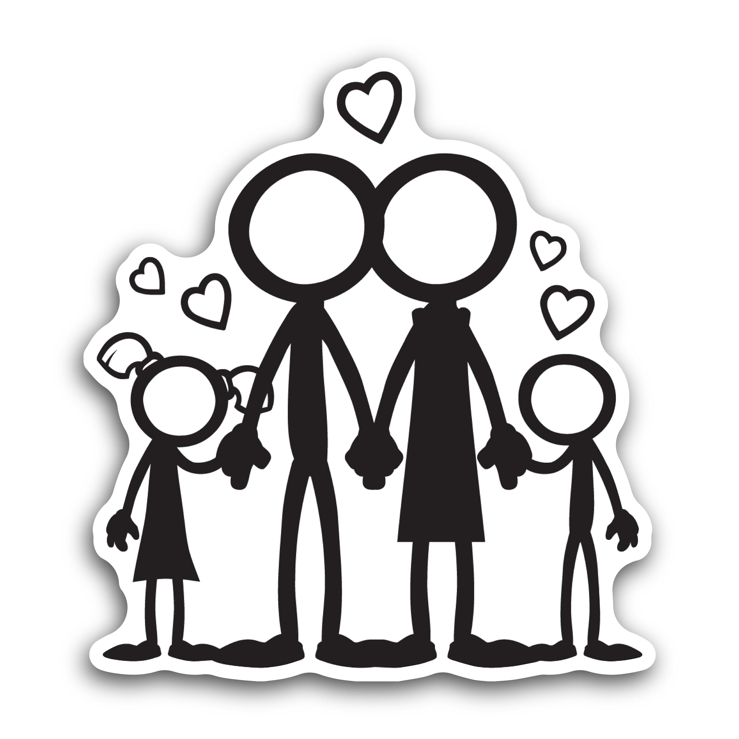 2 (Pieces) 3" and 5" Family Standing Decal Sticker, Waterproof Vinyl Decals for Many Purpose Like Ca