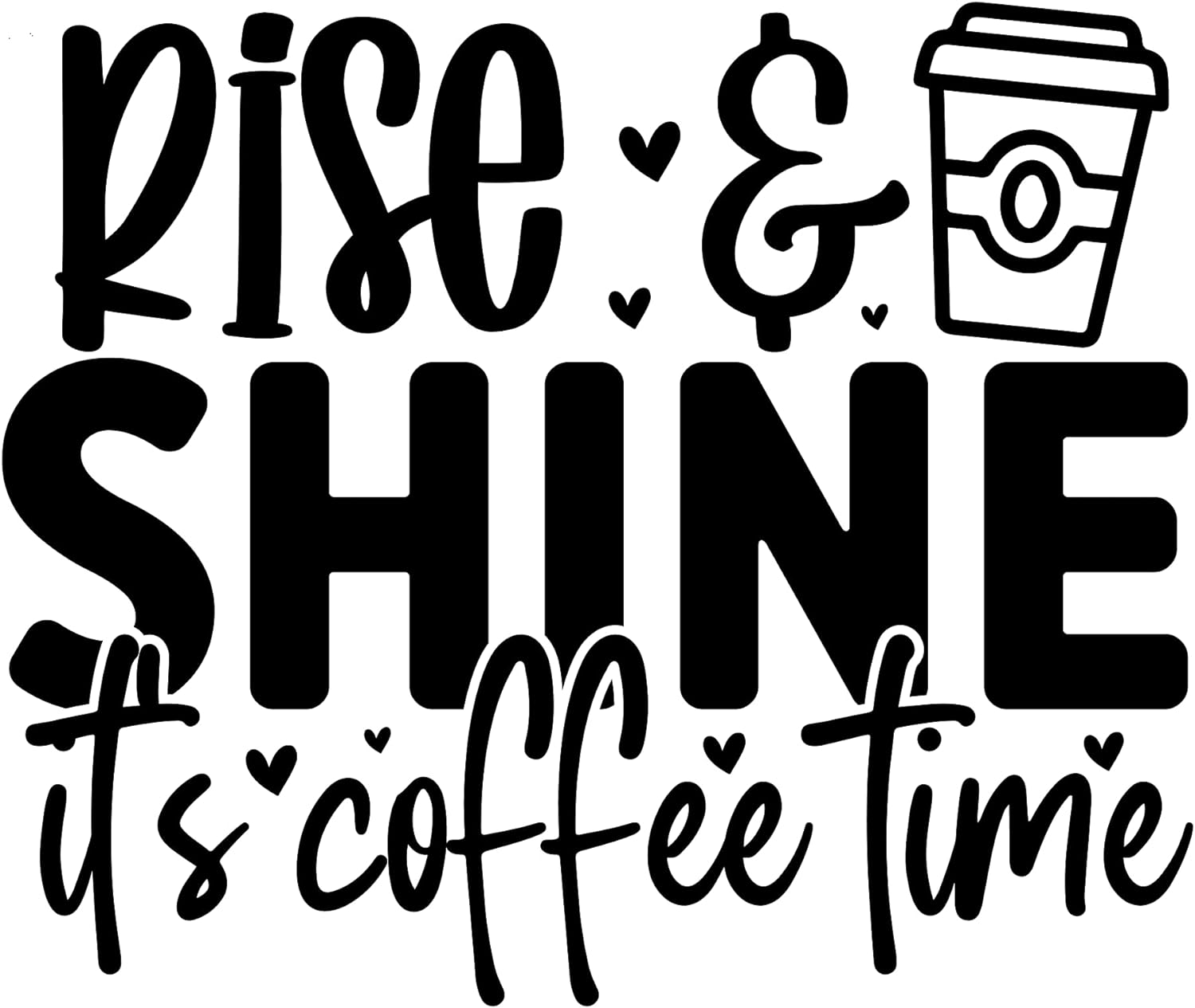Inspirational Quote "Rise & Shine Its Coffee Time" Motivational Sticker Vinyl Decal Motivation Stickers- 5" Vinyl Sticker Waterproof