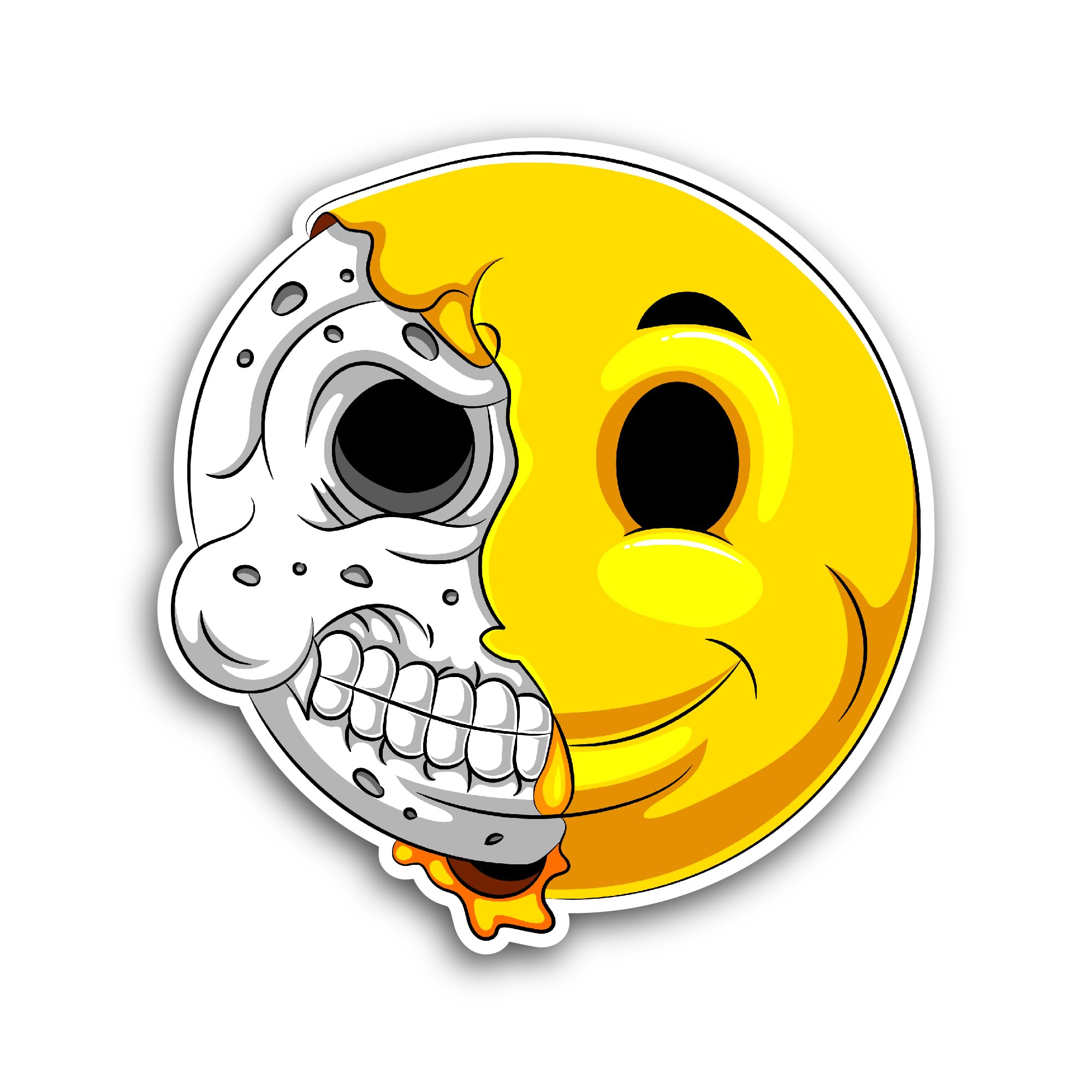 2 (Pieces) 3" and 5" Half Skull Emotion Sticker, Waterproof Vinyl Decals for Many Purpose Like Cars,
