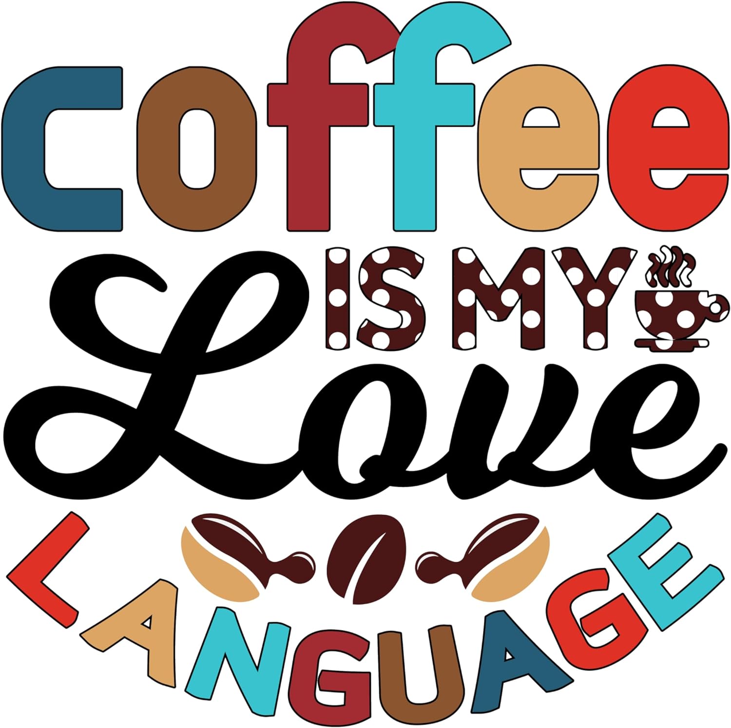 Inspirational Quote "Coffee is My Love Language" Motivational Sticker Vinyl Decal Motivation Stickers- 5" Vinyl Sticker Waterproof