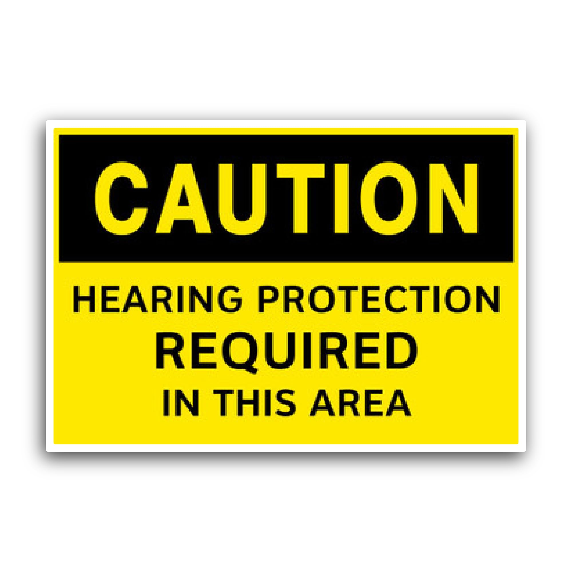 2 (Pieces) 3" and 5" Caution Hearing Protection Required in This Area Sign Sticker, Waterproof Vinyl