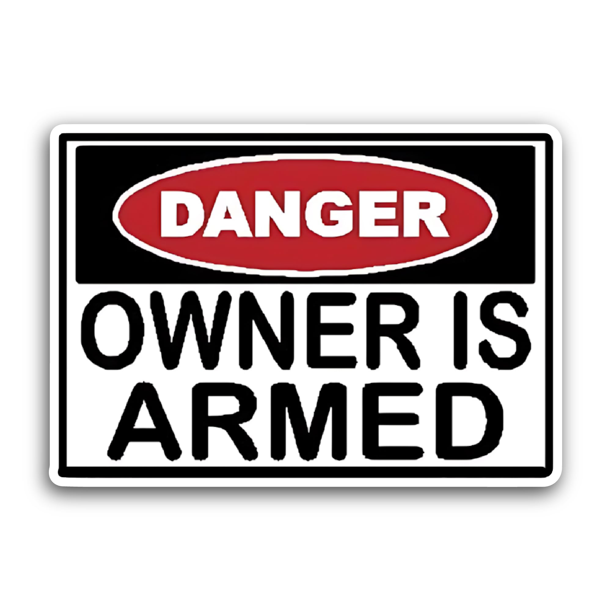 2 (Pieces) 3" and 5" Danger Owner is Armed Sticker, Waterproof Vinyl Decals for Many Purpose Like Ca