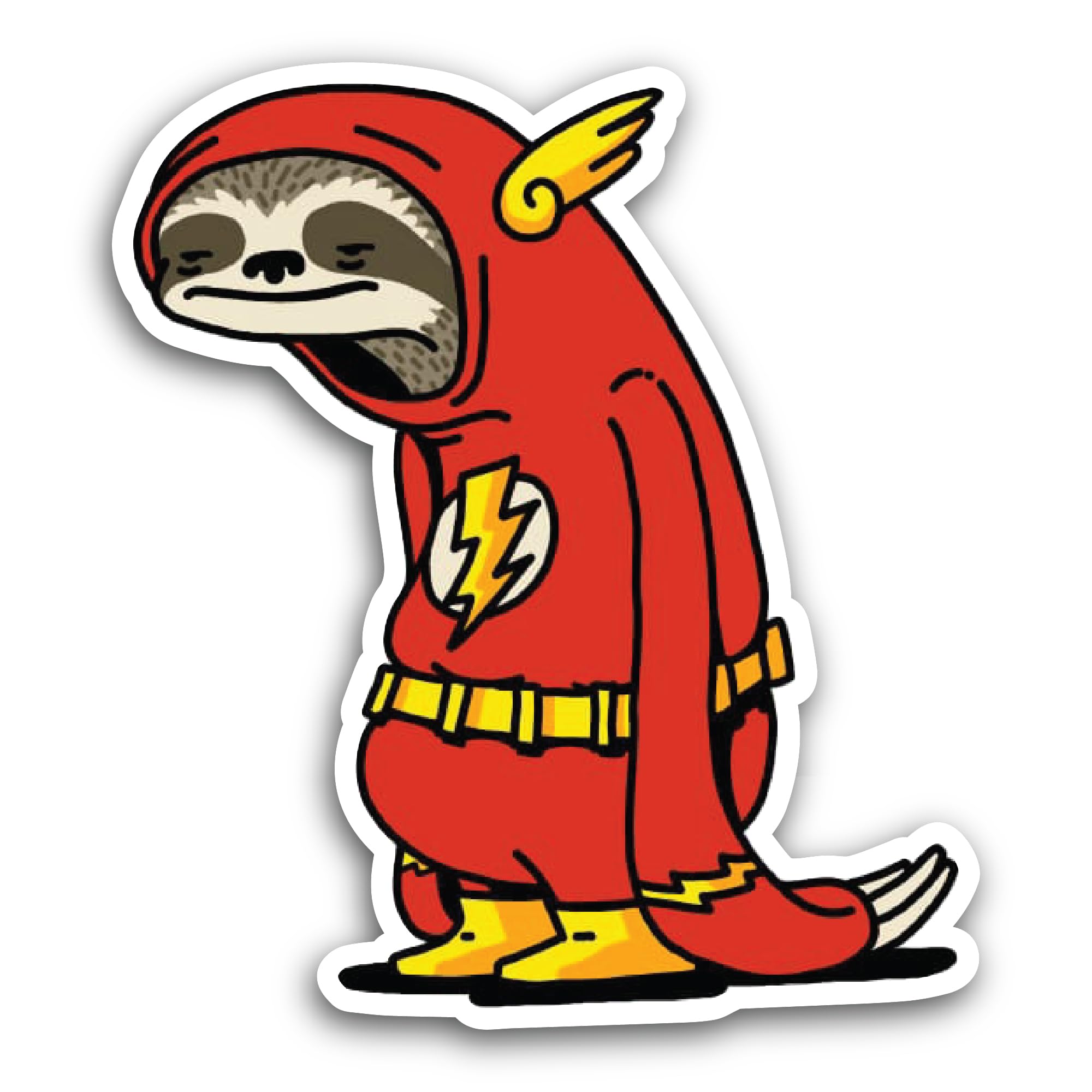 2 (Pieces) 3" and 5" Sloth in Red Hoody Sticker, Waterproof Vinyl Decals for Many Purpose Like Cars,