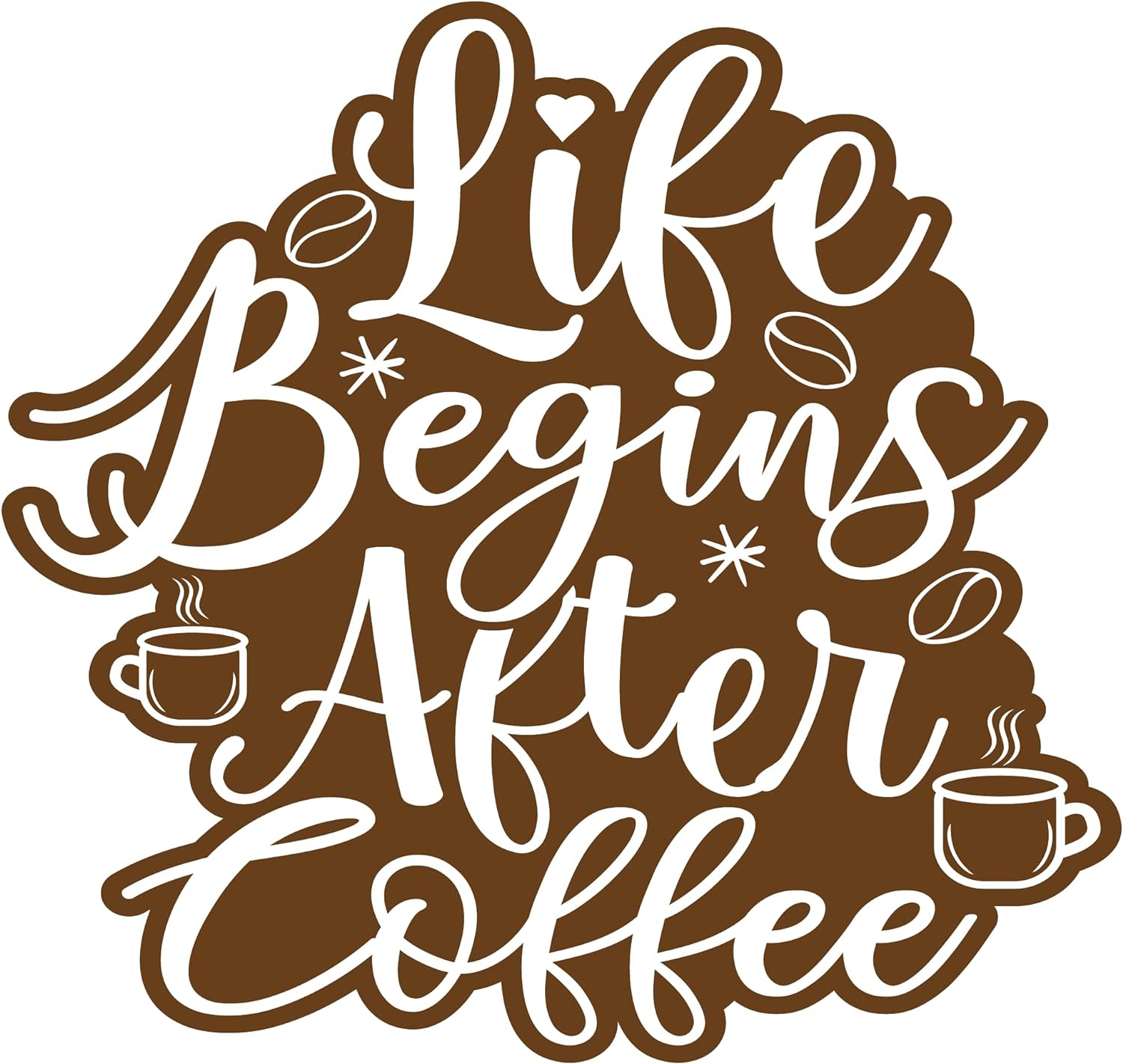 Inspirational Quote "Life Begins After Coffee" Motivational Sticker Vinyl Decal Motivation Stickers- 5" Vinyl Sticker Waterproof