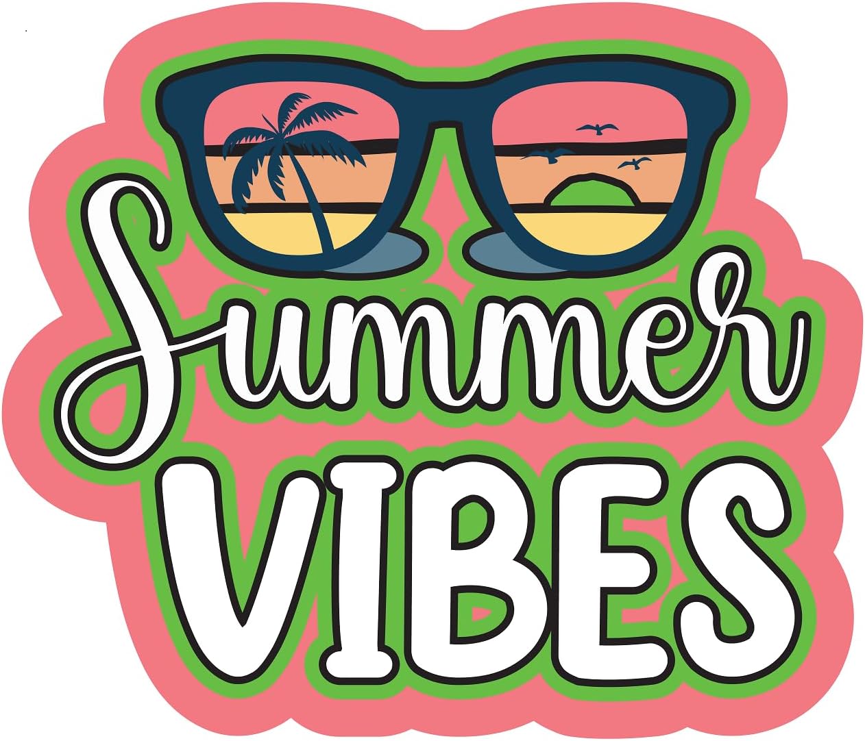 Inspirational Quote "Summer Vibes" Motivational Sticker Vinyl Decal Motivation Stickers - 5" Vinyl Sticker Waterproof