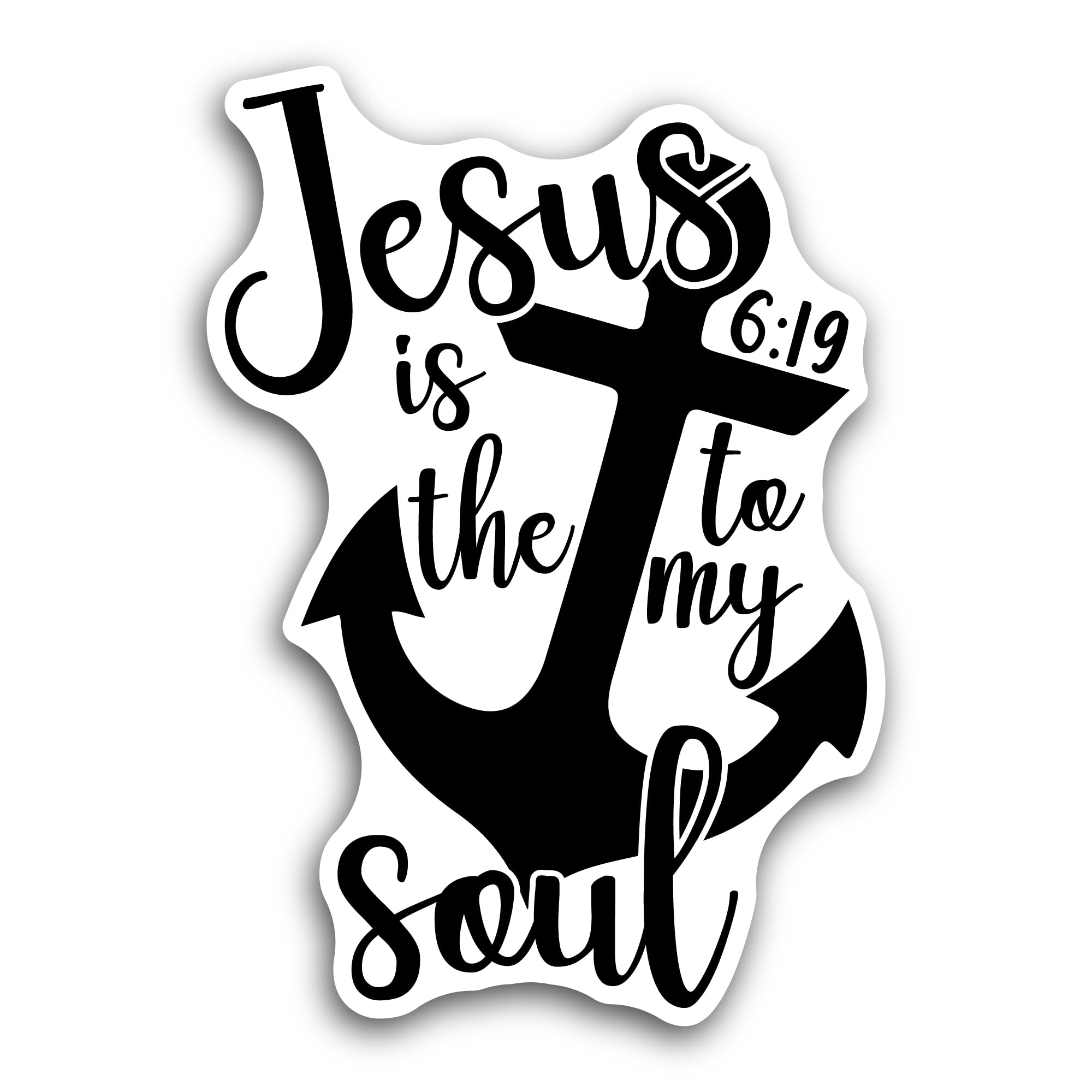 2 (Pieces) 3" and 5" Jesus is The Anchor to My Soul Text Sticker, Waterproof Vinyl Decals for Many P