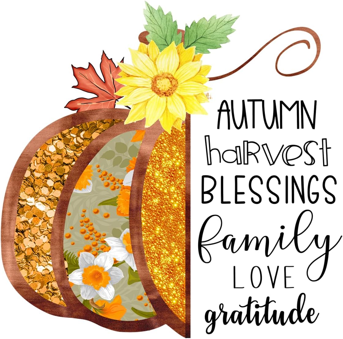 Inspirational Quote Autumn Harvest Blessings Family Love Gratitude Motivational Sticker Vinyl Decal Motivation Stickers- 5" Vinyl Sticker Waterproof