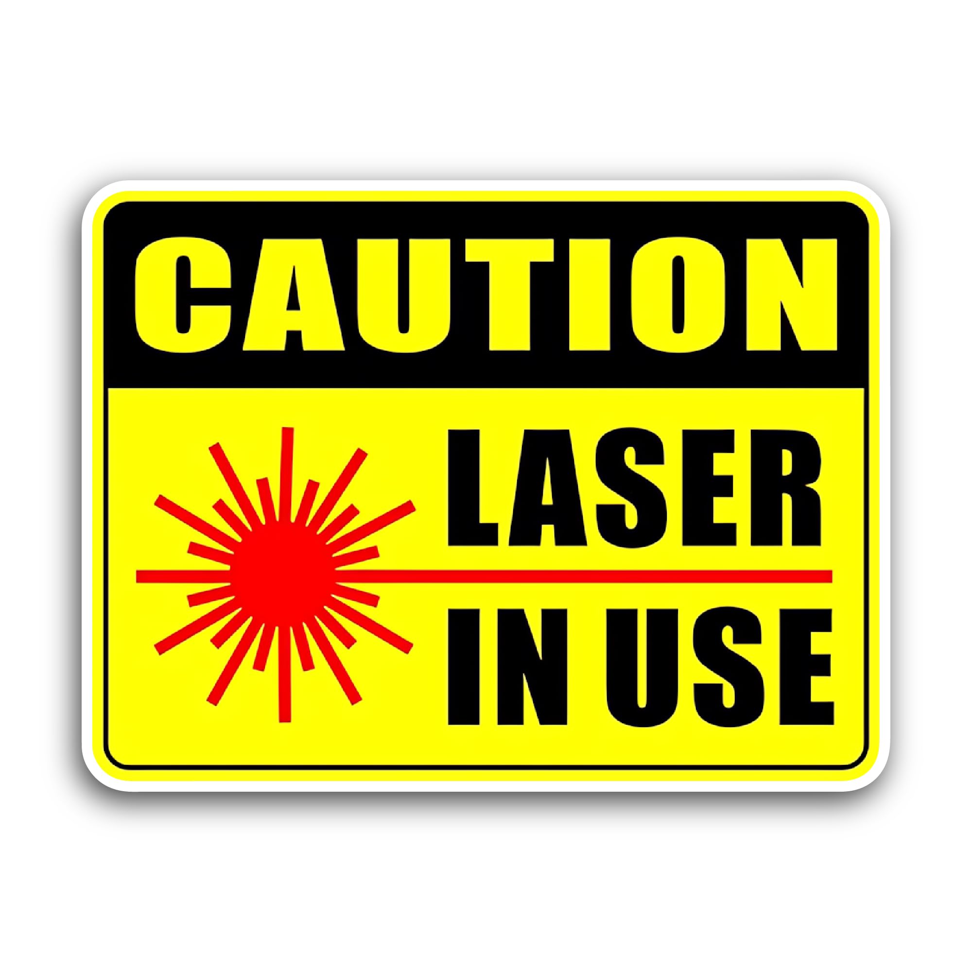 2 (Pieces) 3" and 5" Caution Laser in Use Sticker, Waterproof Vinyl Decals for Many Purpose Like Car