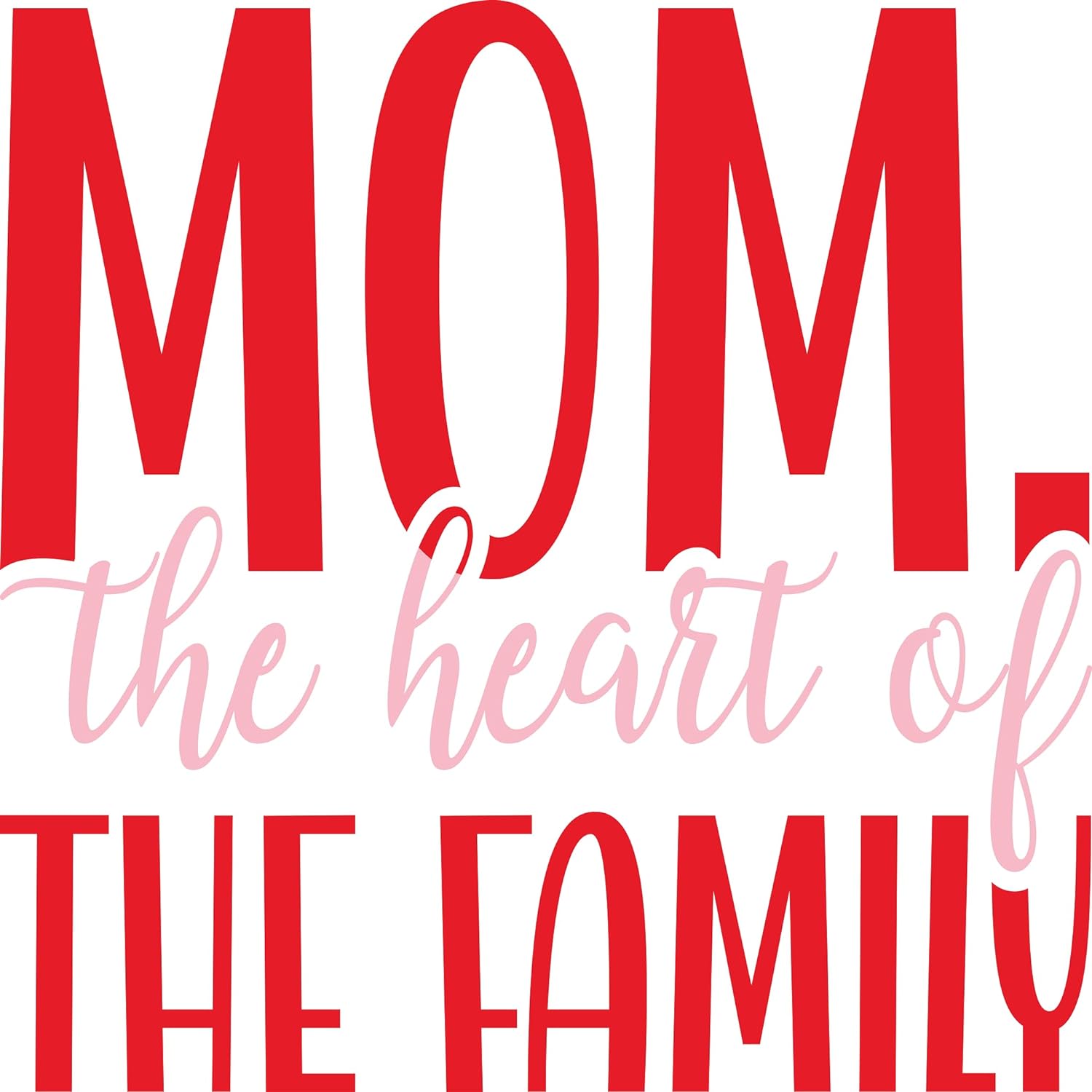 Inspirational Quote "Mom The Heart of The Family" Motivational Sticker Vinyl Decal Motivation Stickers- 5" Vinyl Sticker Waterproof