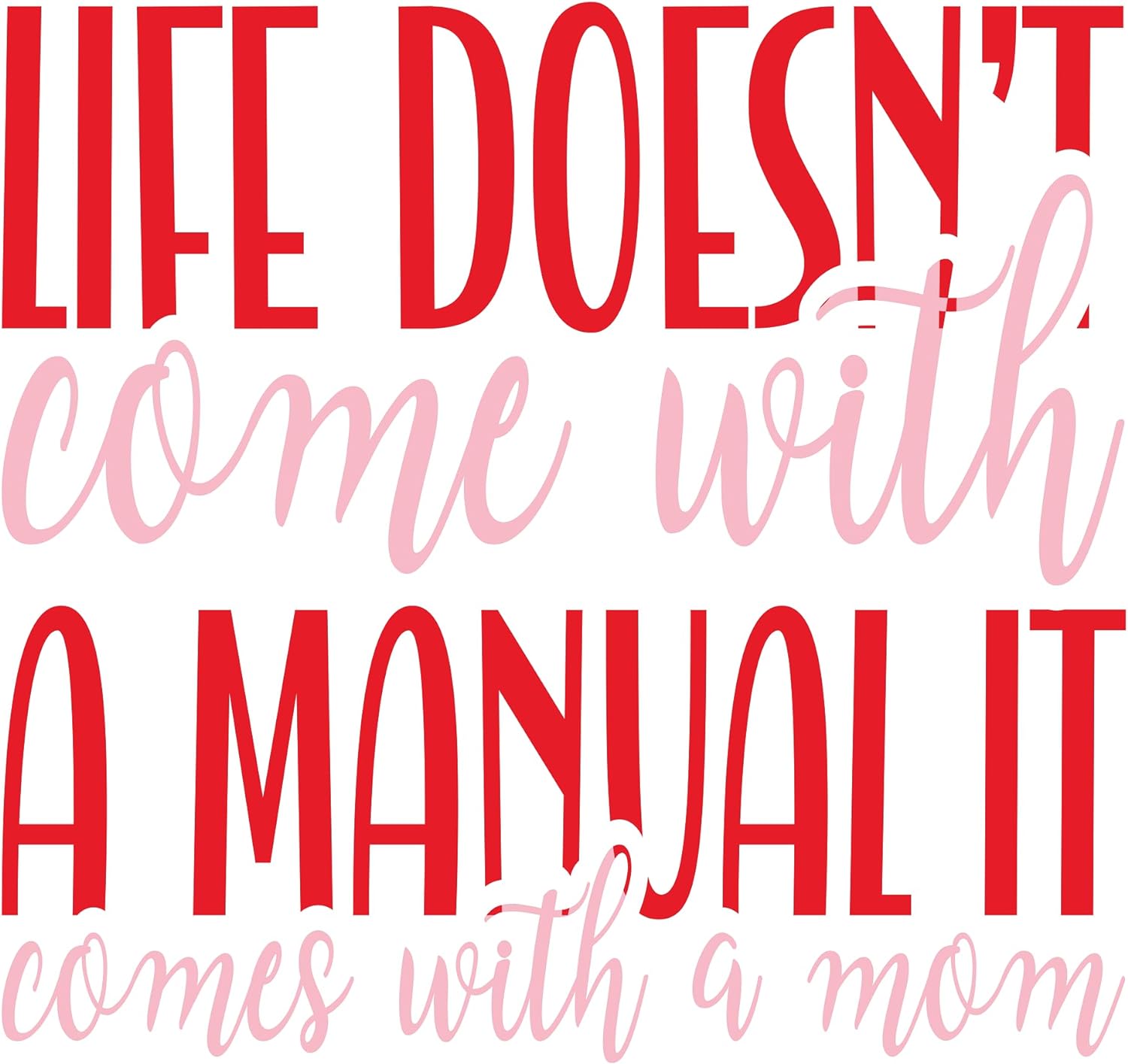 Inspirational Quote "Life Doesn't Come with A Manual It Comes with A Mom" Motivational Sticker Vinyl Decal Motivation Stickers- 5" Vinyl Sticker Waterproof