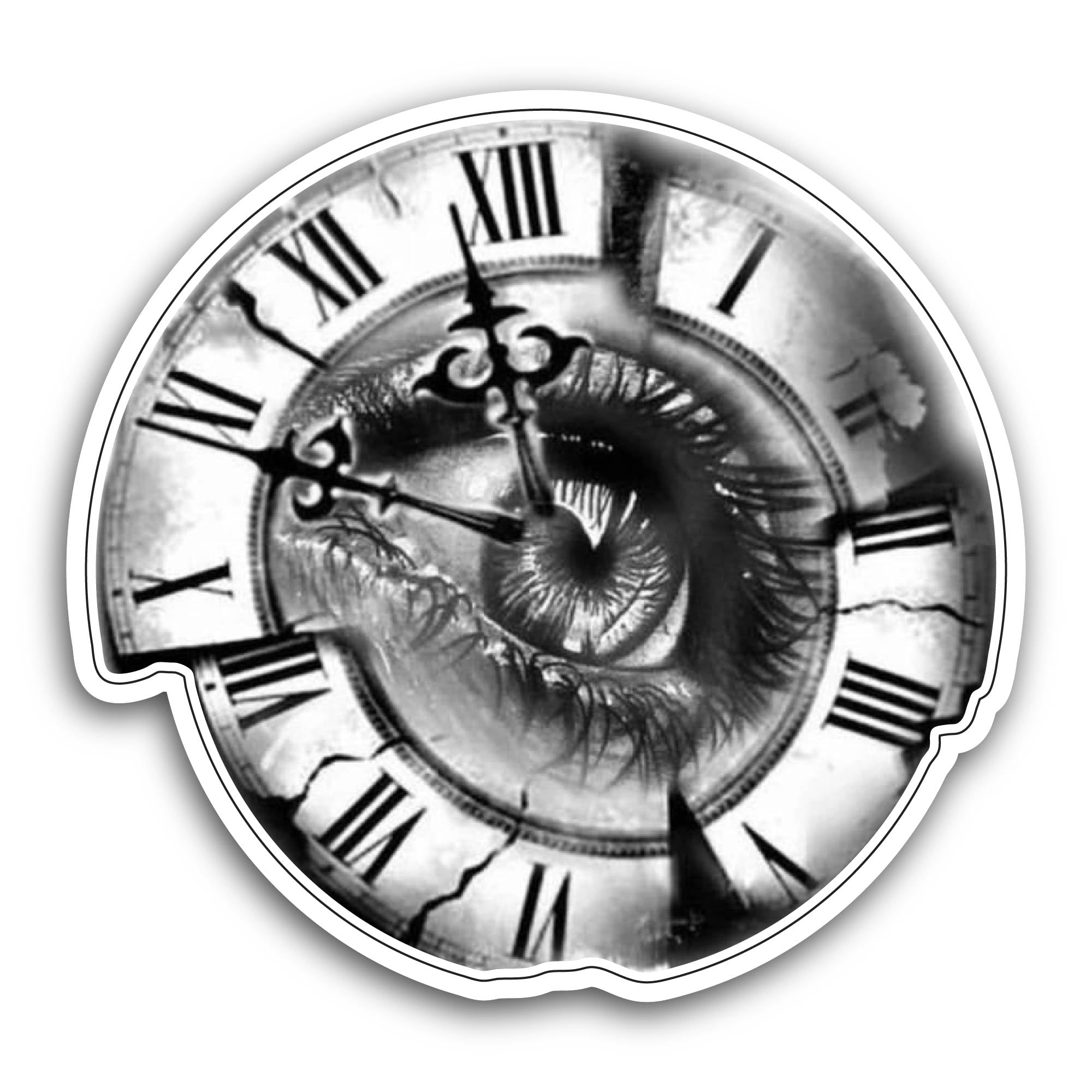 2 (Pieces) 3" and 5" Eye and Clock Sticker, Waterproof Vinyl Decals for Many Purpose Like Cars, Truc
