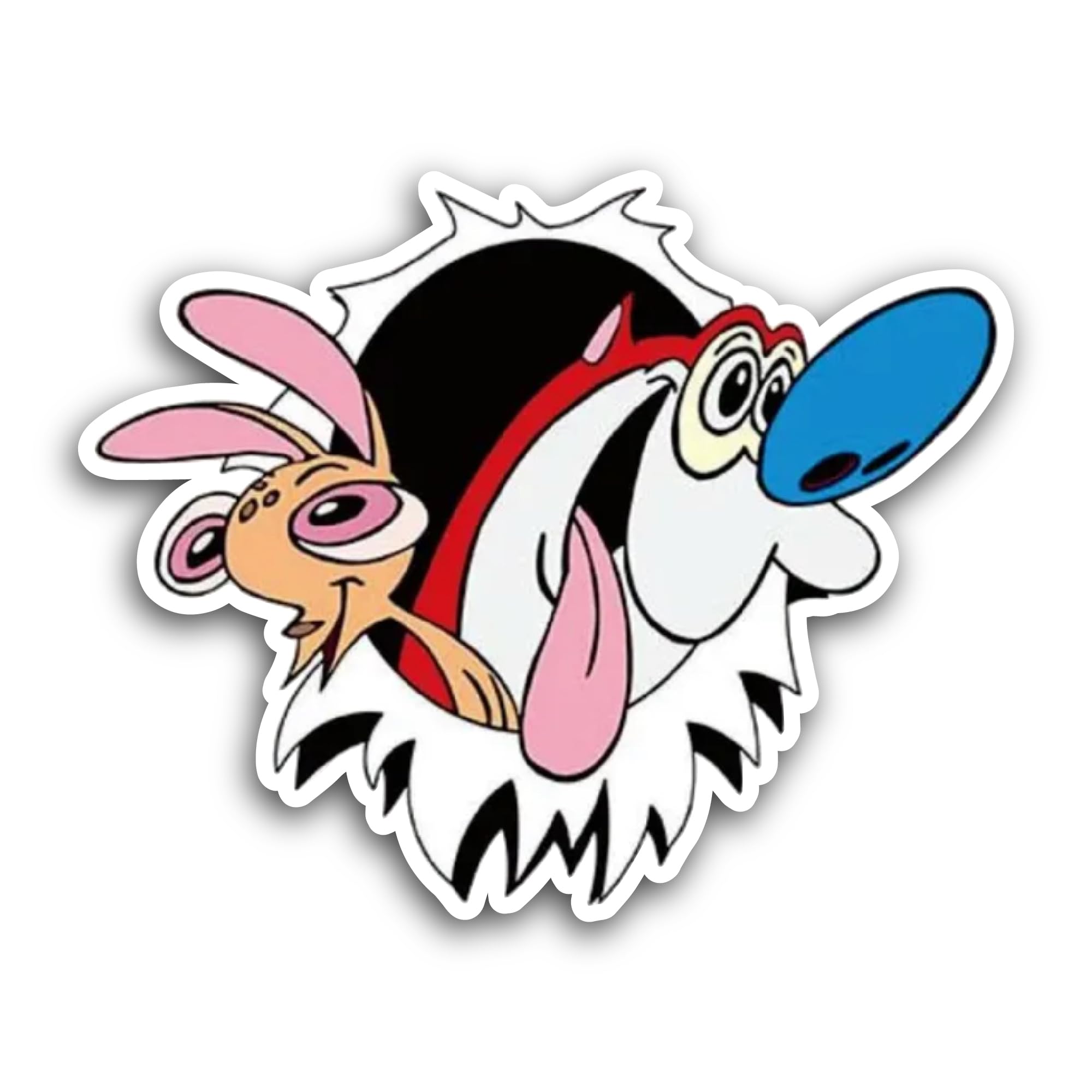 2 (Pieces) 3" and 5" Ren and Simpy Sticker, Waterproof Vinyl Decals for Many Purpose Like Cars, Truc