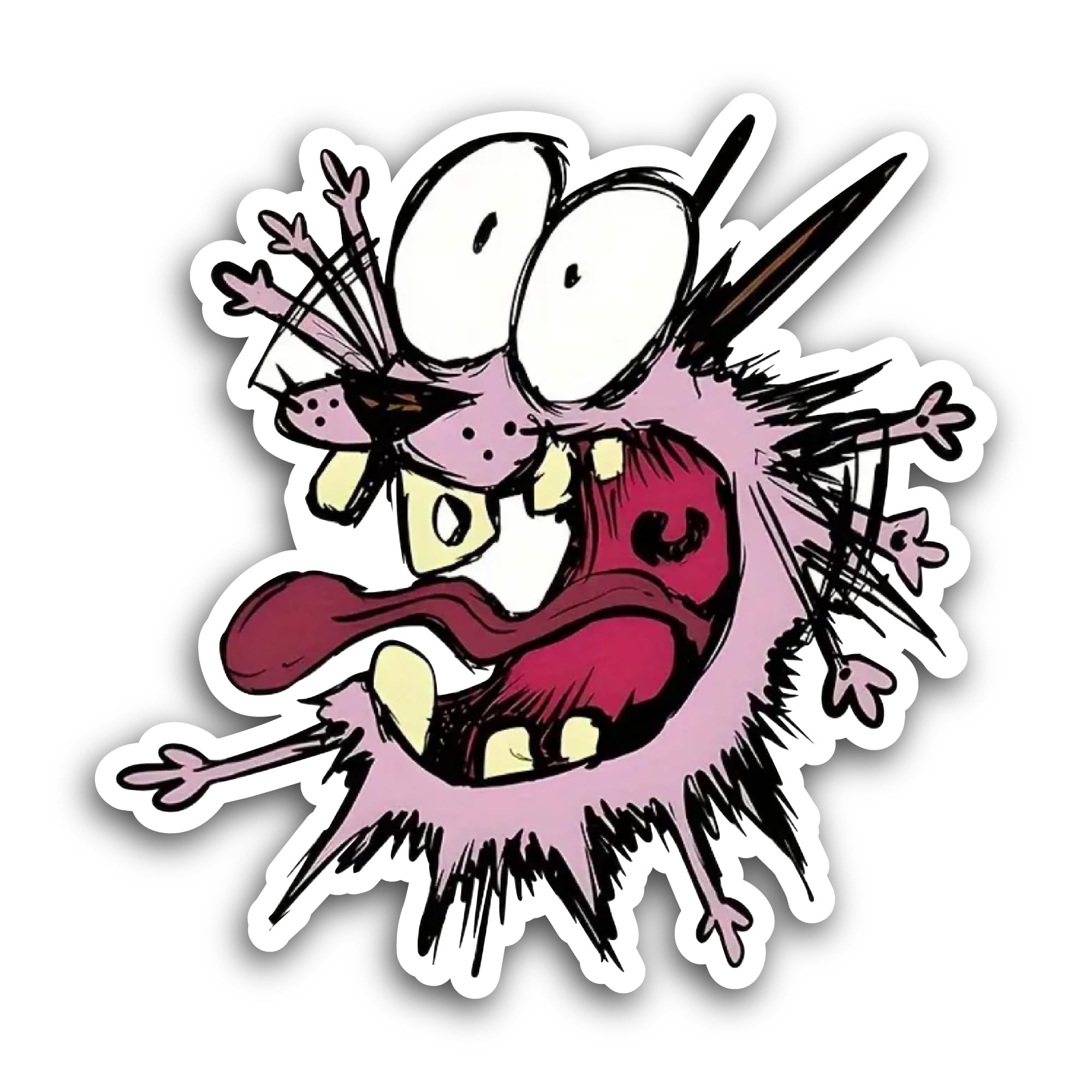 2 (Pieces) 3" and 5" Courage The C0wardly Dog Sticker, Waterproof Vinyl Decals for Many Purpose Like
