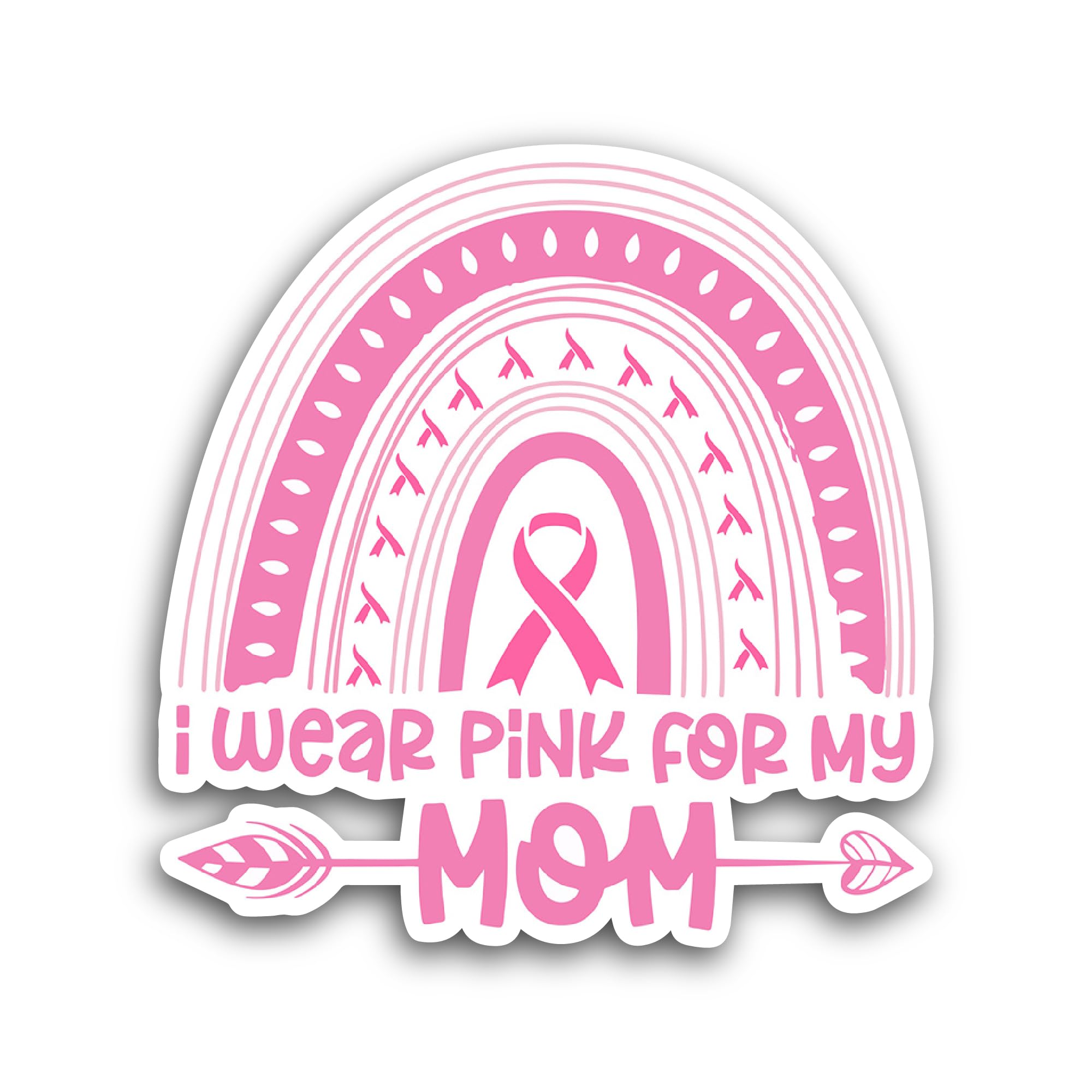 2 (Pieces) 3" and 5" I Wear Pink for My Mom Sticker, Waterproof Vinyl Decals for Many Purpose Like C